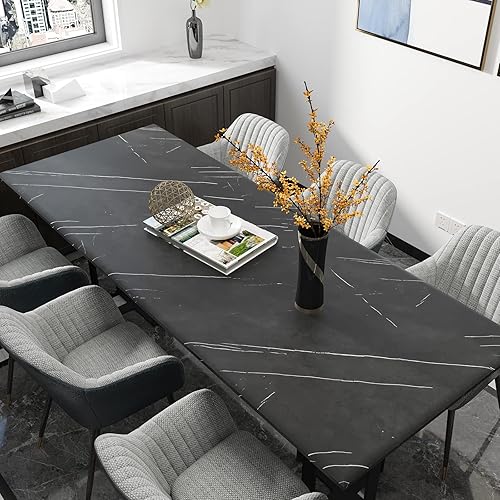 Miniatura 5 de CHIHUT Papel de contacto de mármol negro mate, autoadhesivo, papel de contacto para salpicadero de cocina, papel tapiz de mármol extraíble