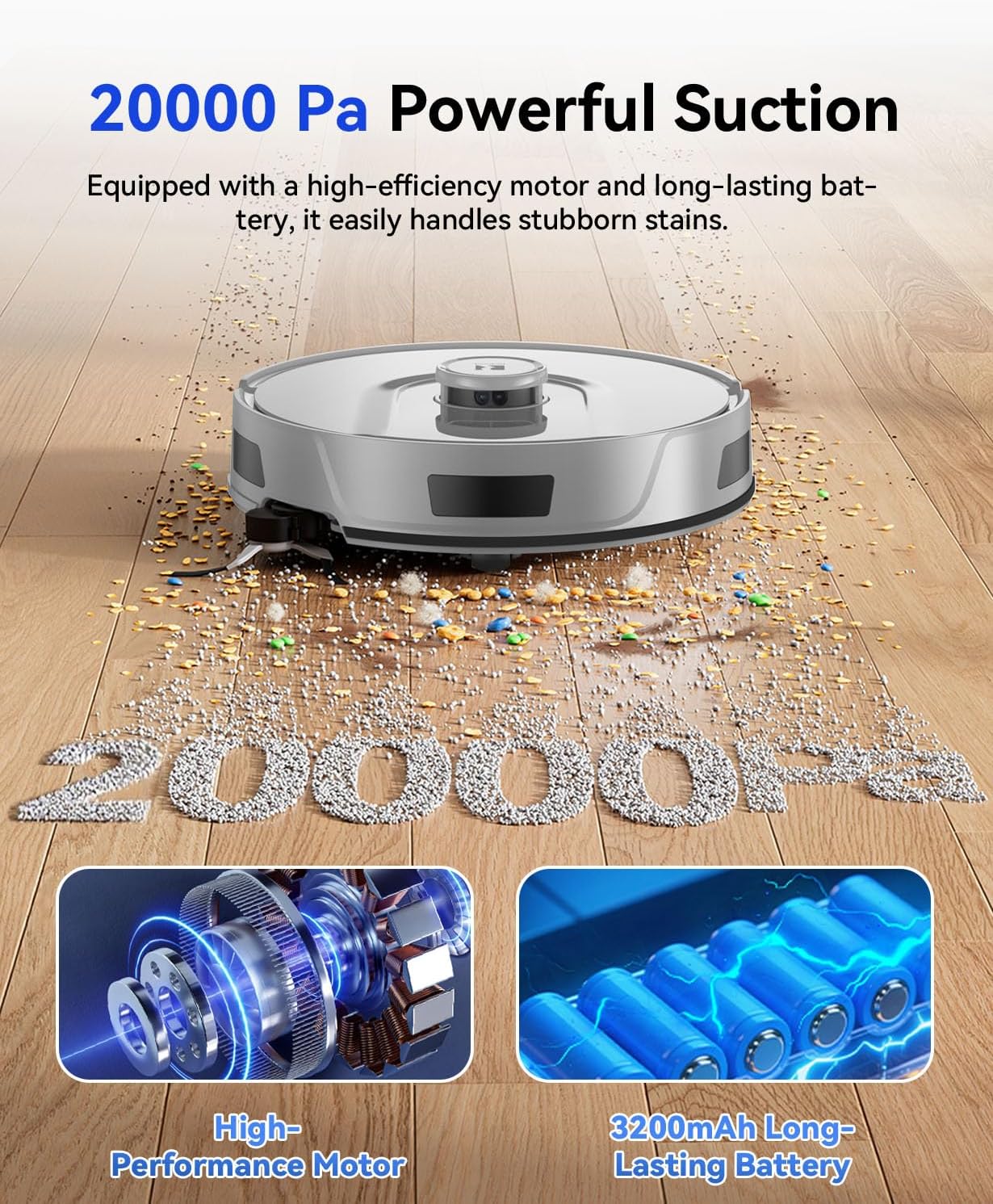 Redroad Robot Vacuum 20,000 Pa Robot Vacuum and Mop,90 Day Self Emptying Vacuum Robot,Lidar Navigation,5G/2.4GWiFi APP Aspirateur Robot,Self-Charging Robot Vacuums for Pet,Floor,Carpet Gray R11