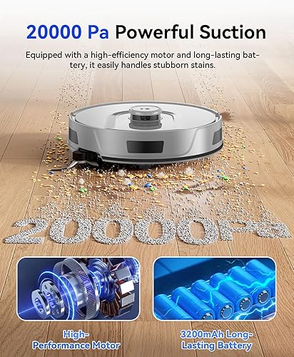 Miniatura 2 de Redroad Robot aspirador, robot aspirador de 15,000 Pa y trapeador, robot de vacío de vacío de 90 días, robot aspirador de aplicación 5G2.4GWiFi,