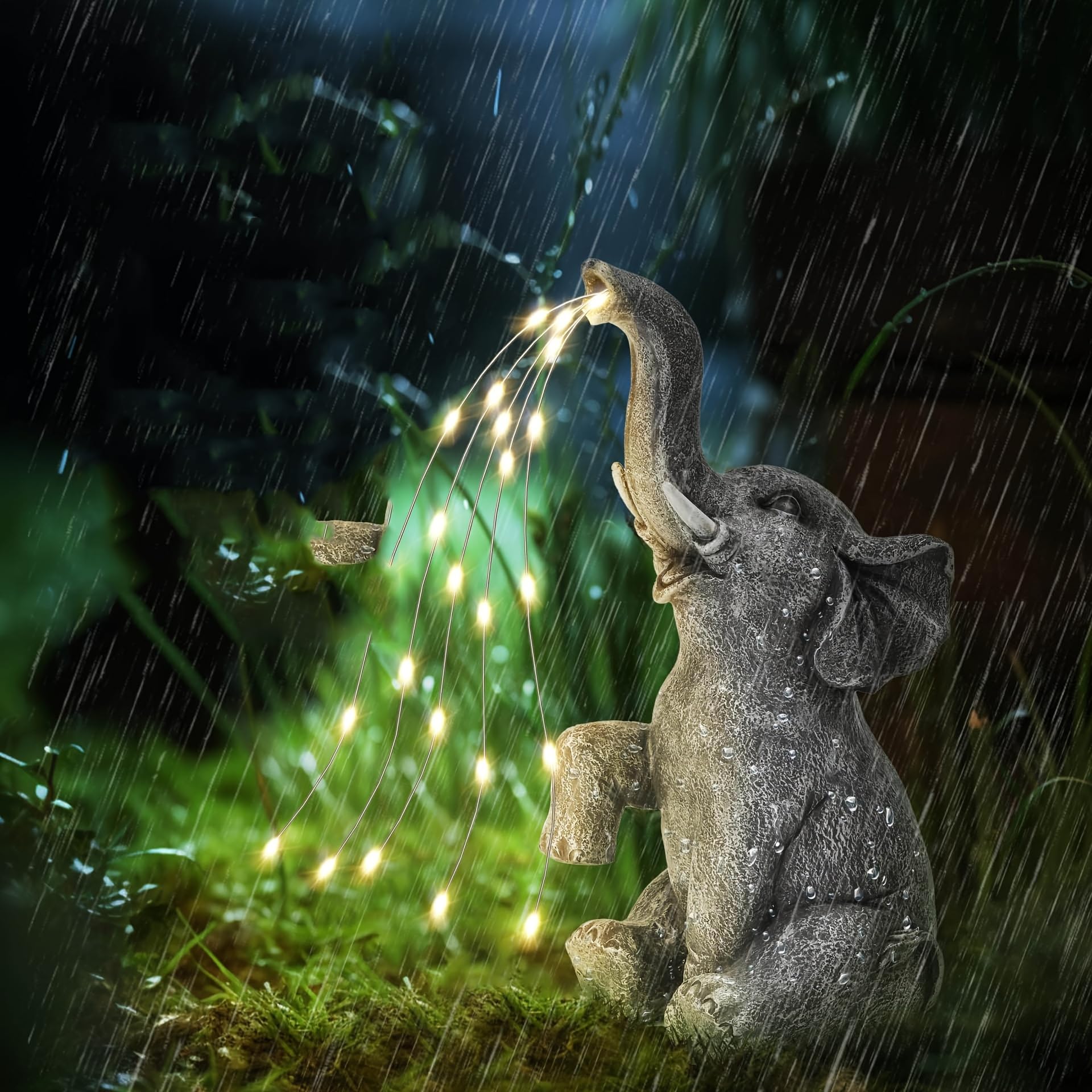 Amazon.com: Solar-Powered Resin Elephant Fountain - Water Spray