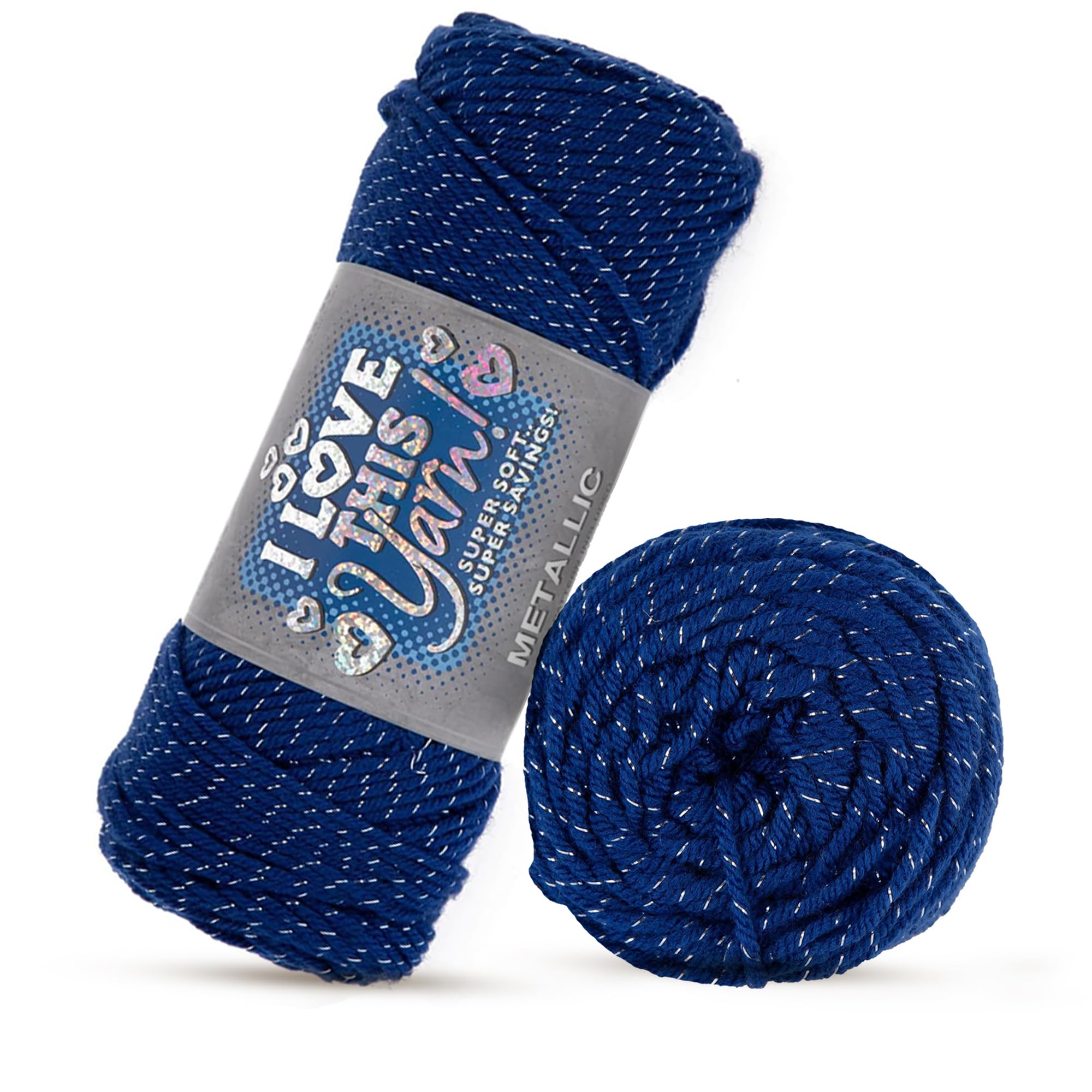 I Love This Yarn Medium – Soft Skein – 252 Yards of 97% Acrylic & 3% Metallic Polyester Yarn for Crocheting Blankets, Hats, & More – DIY Handcrafting Accessories