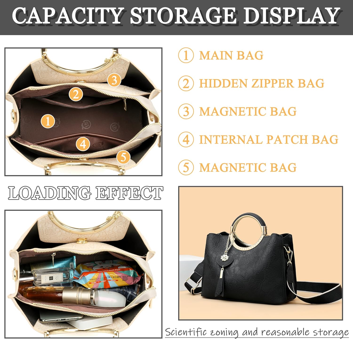 Chinese Style Classic Clutch Shoulder Tote Handbag Ladies PU Leather Cross Body Purses With Magnetic And Zipper Closure