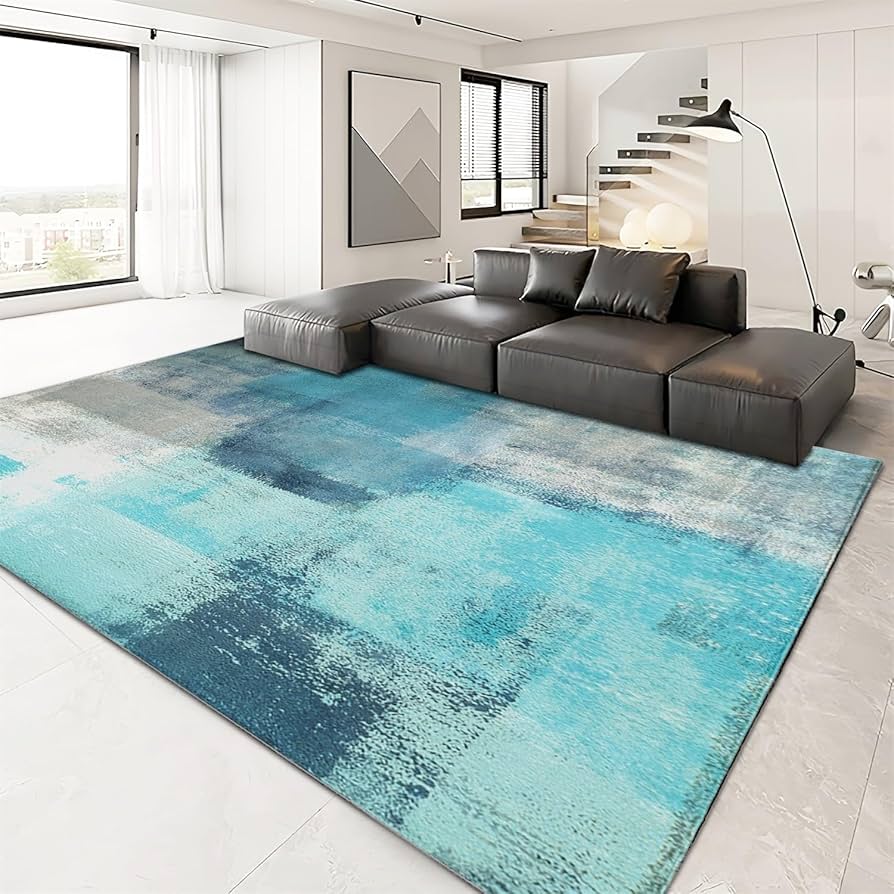 ラグ　輸入品 Amazon | WJYMJJ モダンなジオメトリックラグ ターコイズブルー