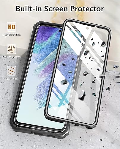 Miniatura 4 de Funda protectora para Samsung Galaxy S21-FE Cubierta de protección completa a prueba de caídas de grado militar de doble capa con soporte Carcasa