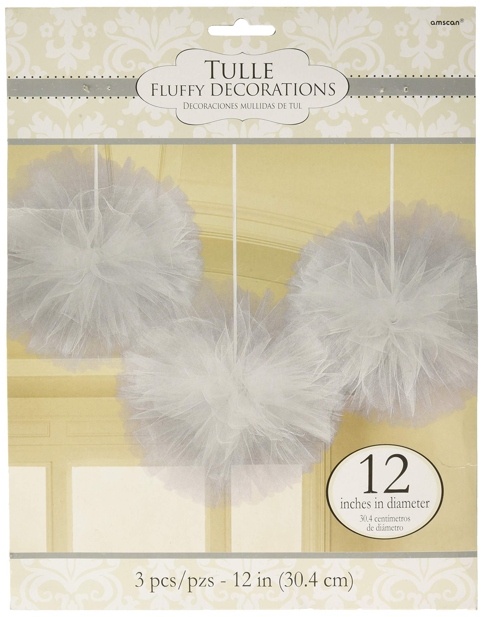 Amscan Silver Tulle Large Fluffy Pom Decorations (3ct)