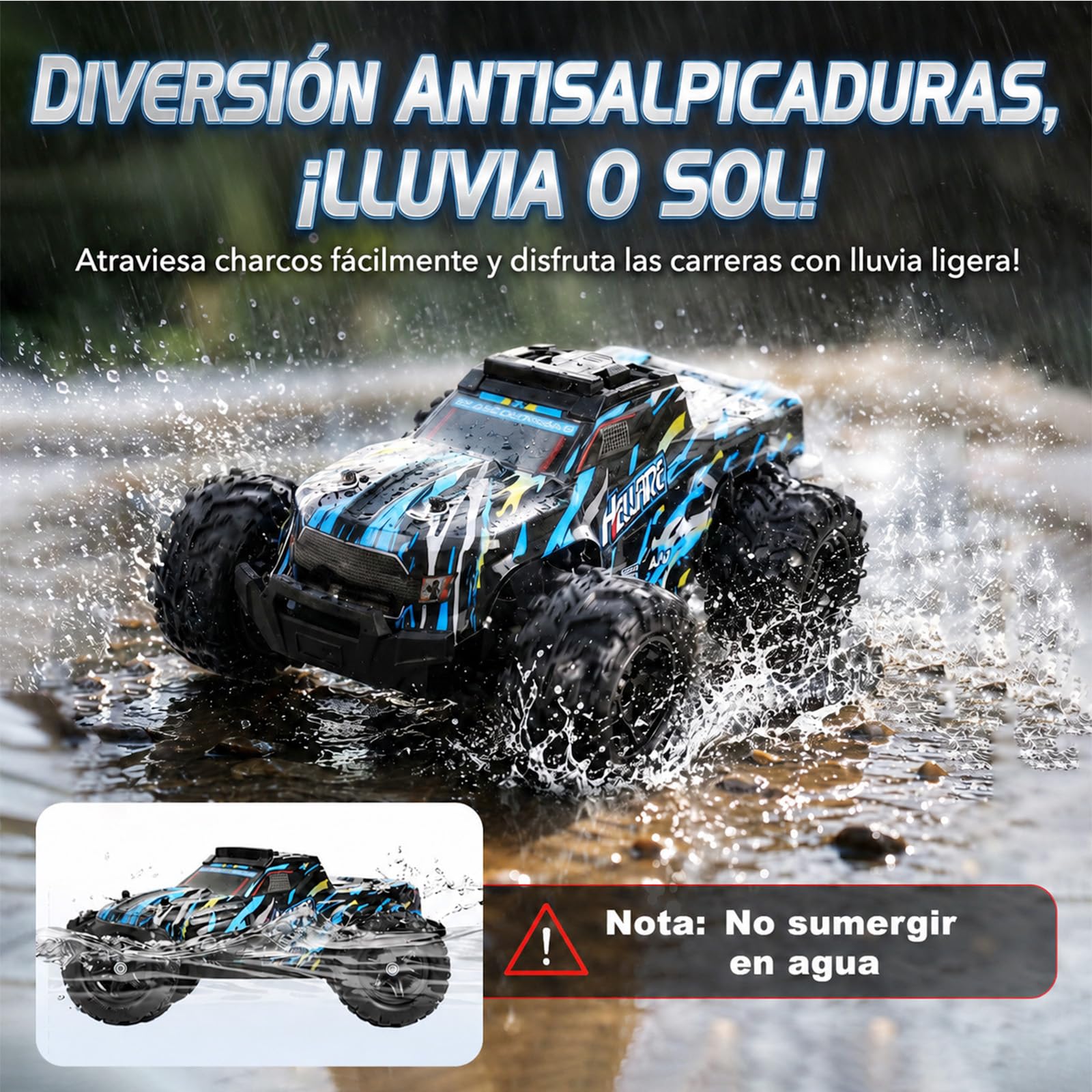 Coche Teledirigido RC 1:18 Todoterreno RC Coche de Juguete Coche Juguete para niños 5+ Exterior para niños 22KM/H