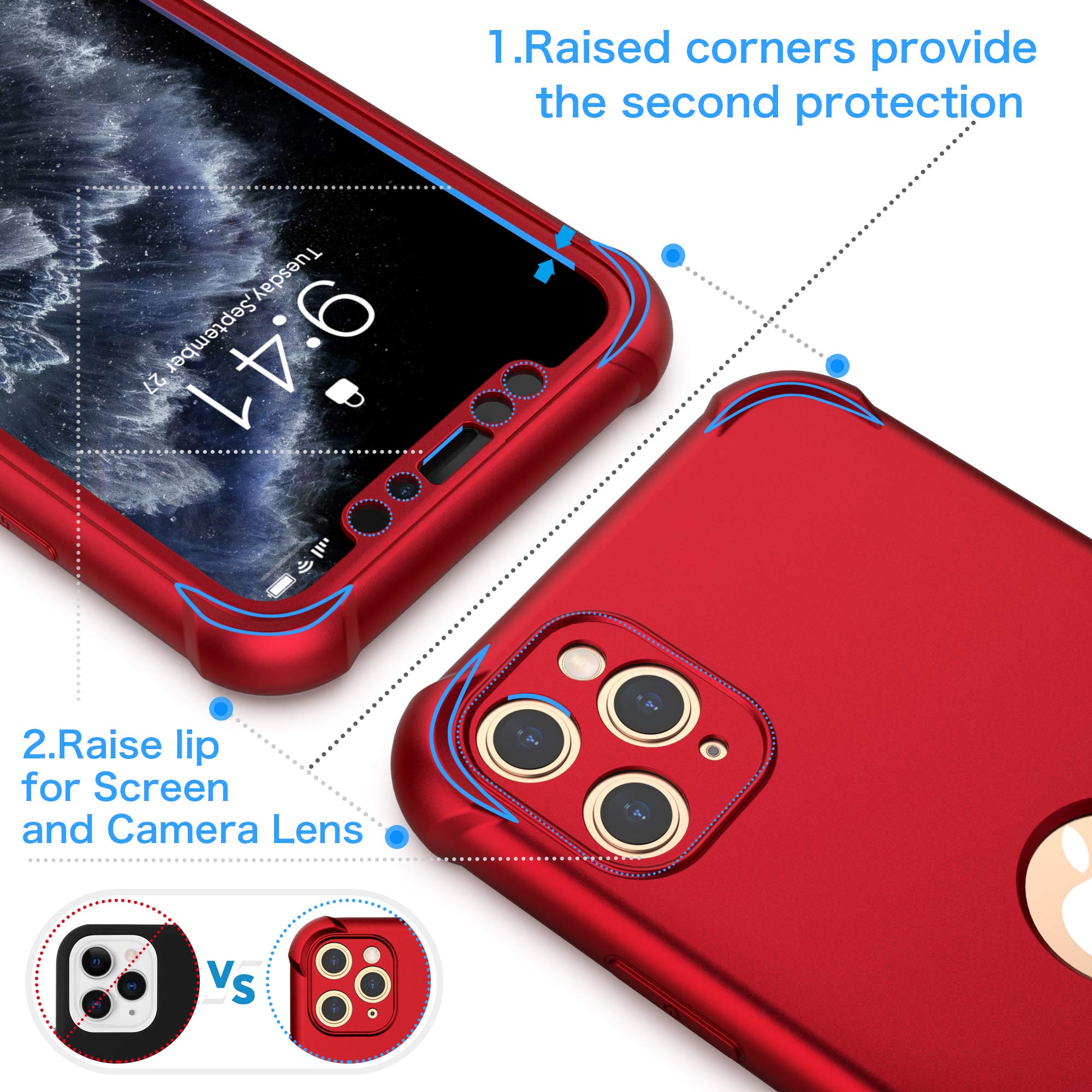 iPhone 11pro max 360度保護ケースつき Amazon.co.jp: ORETECHはiPhone 11 Pro Maxケース用に設計され、[2x
