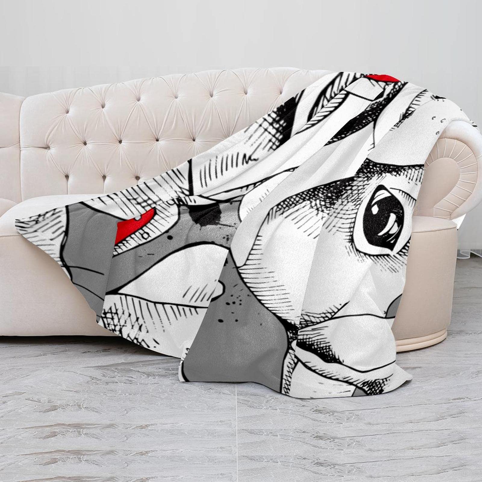 Manta de forro polar con diseño de perro y cachorro