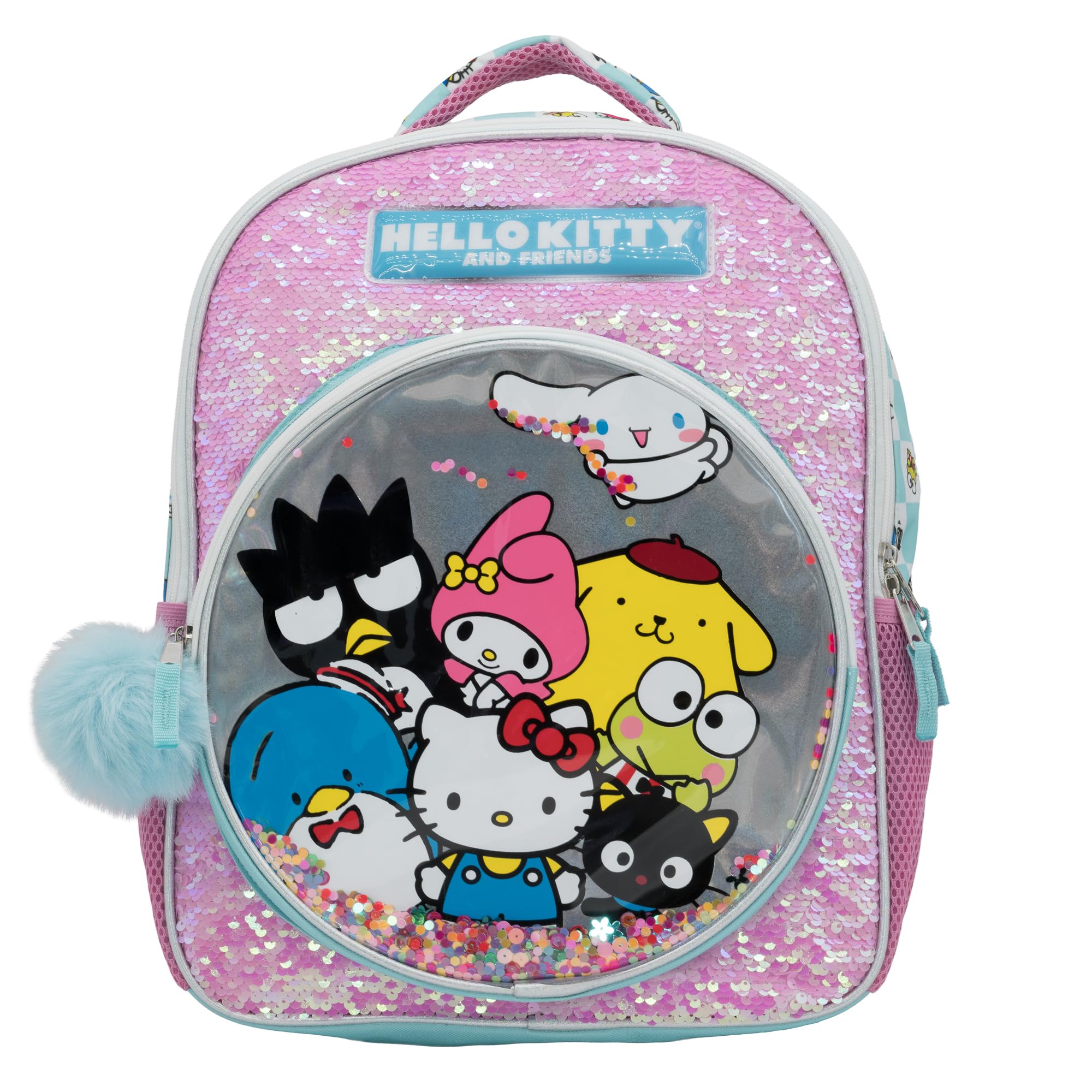 Hello Kitty & Friends Girls Backpack, Sanrio Kawaii Book Bag, Flip Sequin 16” School Bag