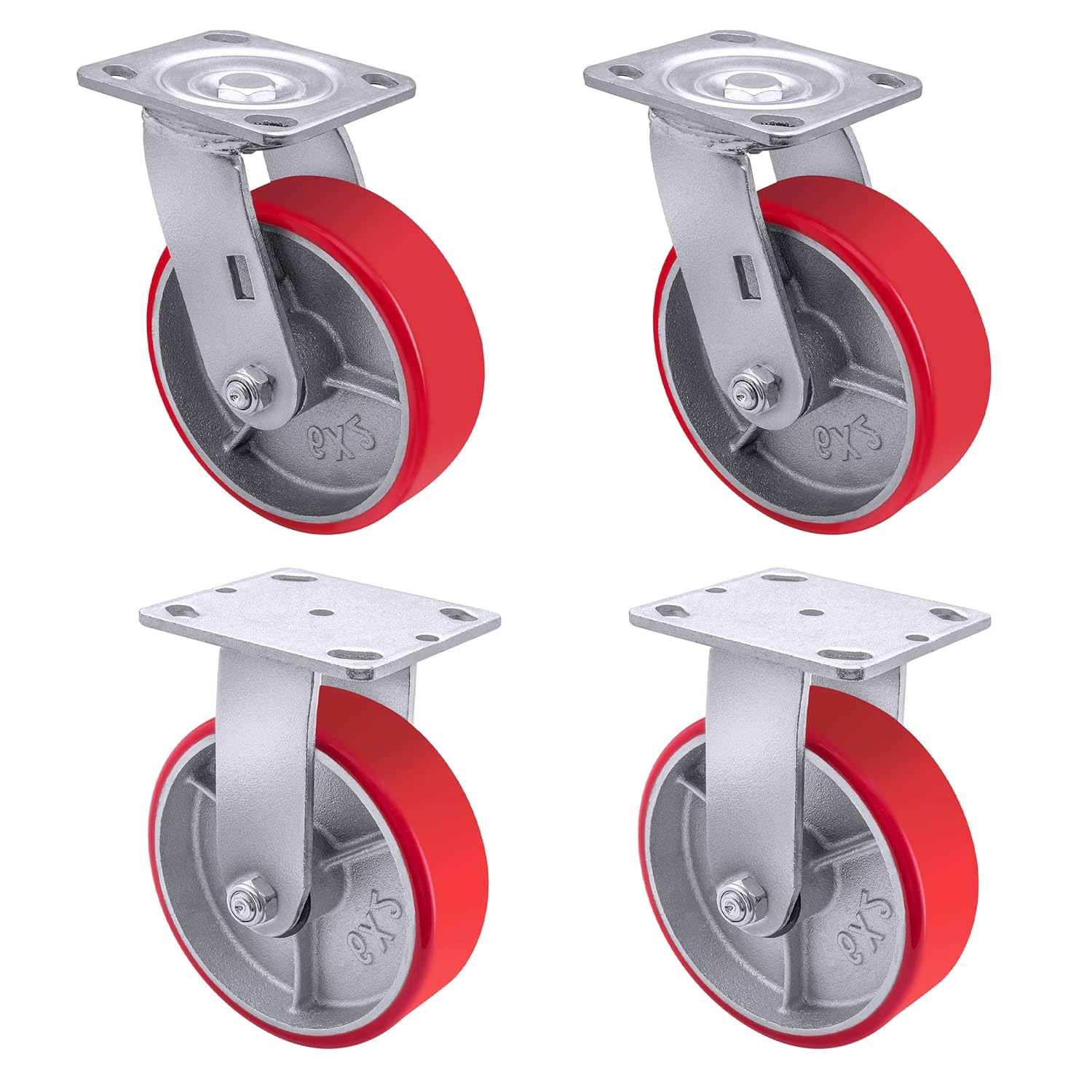 6X 2 Heavy Duty Casters - Industrial Casters Polyurethane Caster with Strong Load-bearing Capacity 5000 LB, heavy duty casters set of 4, Widely Used in Furniture,WorkBrench,Tool Box (2RIGID,2SWIVEL)