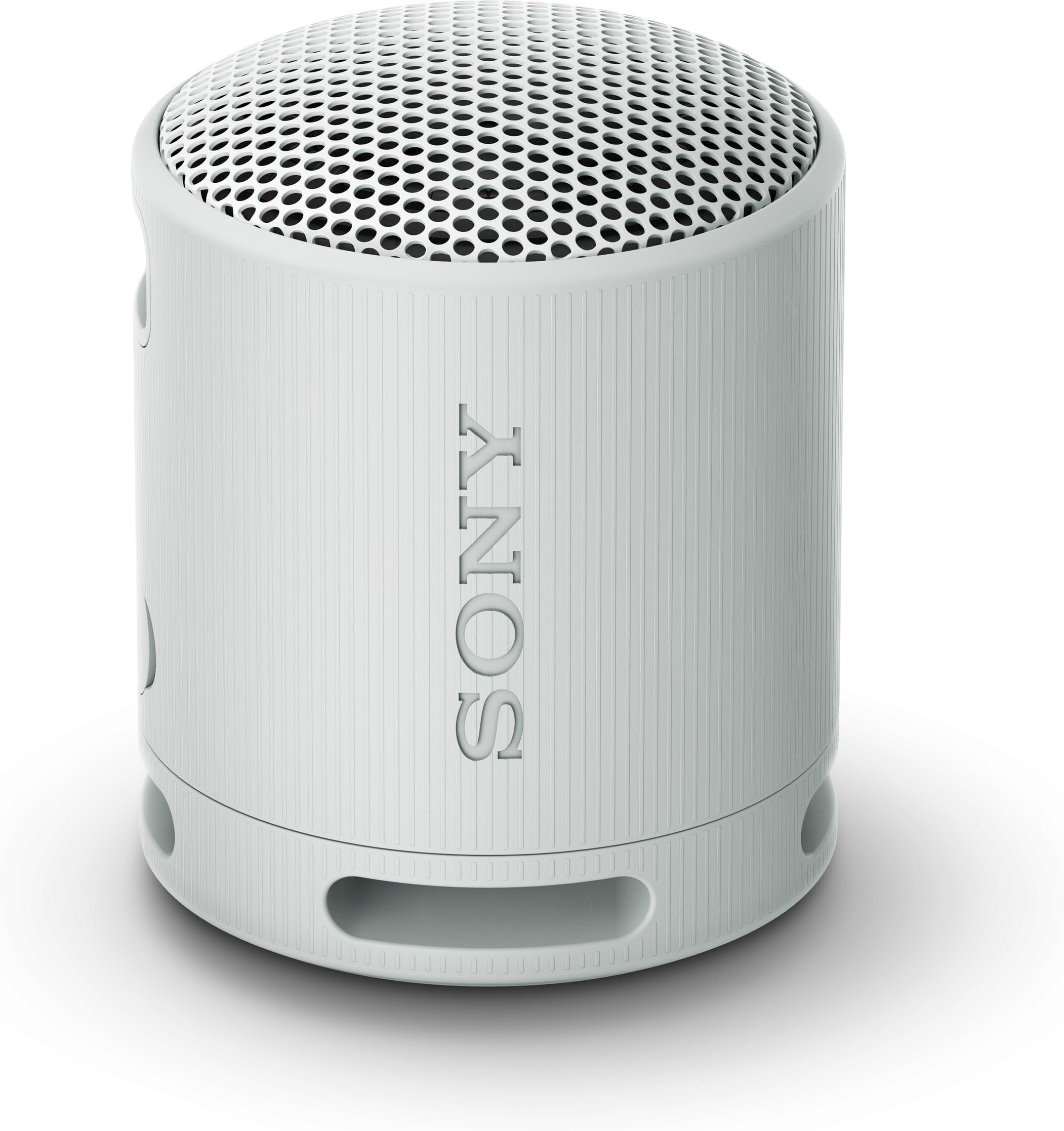Sony SRS-XB100 - Bezprzewodowy głośnik Bluetooth, przenośny, lekki, podróżny, trwały, wodoodporny i pyłoszczelny IP67, akumulator 16 godz., uniwersalny pasek, zestaw głośnomówiący, jasnoszary