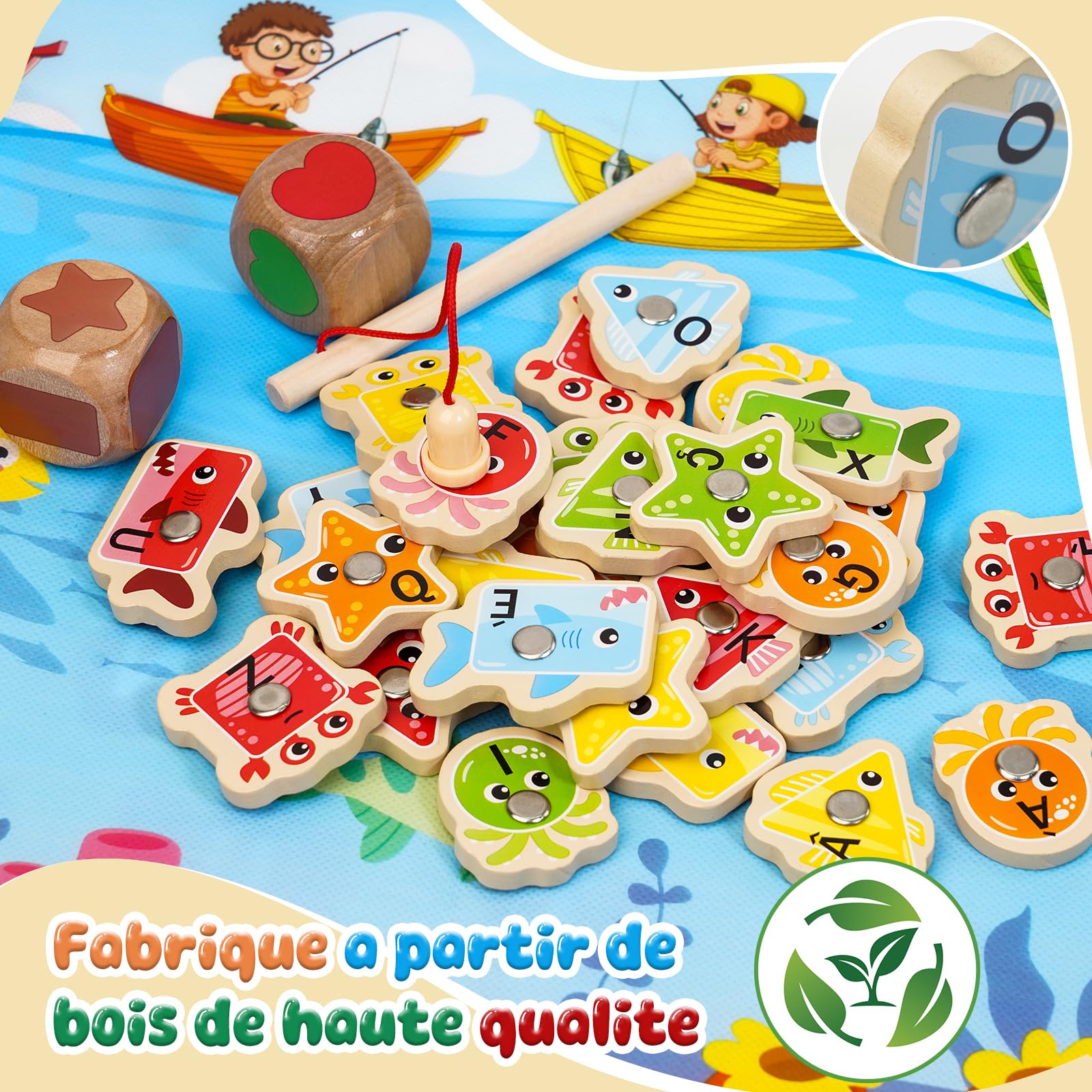 Jouet Enfant 2 3 Ans, Jeux Montessori Pêche a la Ligne pour Enfant 2 3 Ans en Français - Jeu Educatif 2-3 Ans de Tri pour Enfant, Cadeau d'anniversaire Enfant 2 3 4 5 6 Ans