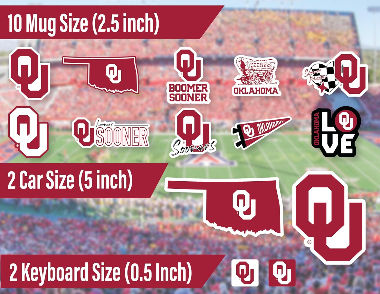 Oklahoma Sooner Stickers for Gift, Car, Water Bottle, Laptop, and Phone for Boomer Football Fans and University Graduates (Oklahoma Sooners) - Image 3