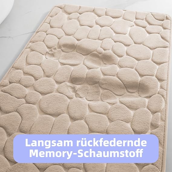 chakme bath mat memory foam bath mat memory foam shower mat absorbent bath mat bathroom rug shower mat decorative doormat non-slip mat for bathroom living room 43 x 61 cm beige