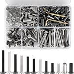 100 Set M6 Binding Screws Posts Countersunk Rivet Socket Cap Connecting Bolts Cap Nuts Assortment Kit for Baby Bed Furniture,Leather Saddles Purses Belt Repair (100 Set Black)
