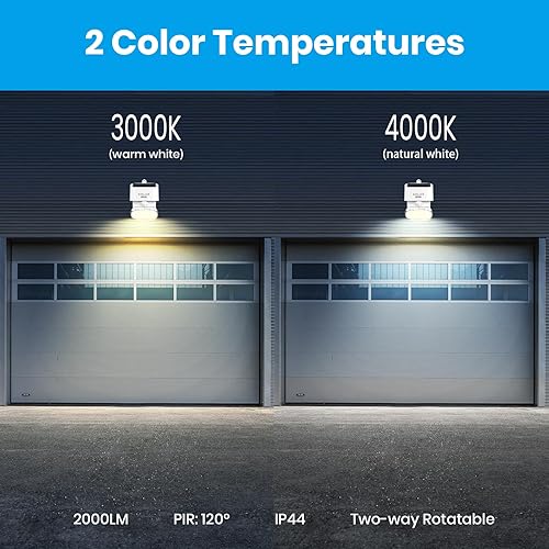 Miniatura 2 de Luz solar de pared para exteriores, doble CCT 3000K 4000K iluminación solar de seguridad, cabeza ajustable de 180, sensor de movimiento solar de luz