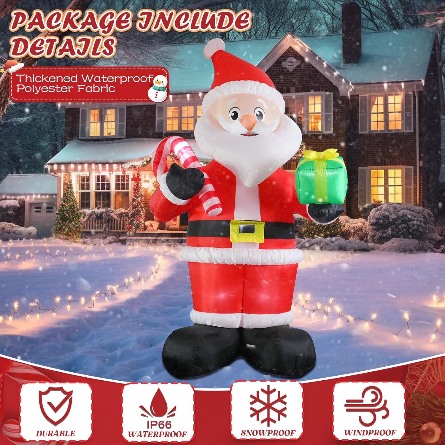 WONDER GARDEN 9.84 FT Christmas Inflatable Outdoor Decorations Christmas Santa Claus Blow Up Yard Decorations with LED Lights for Xmas Holiday Party Garden Patio Lawn Decor