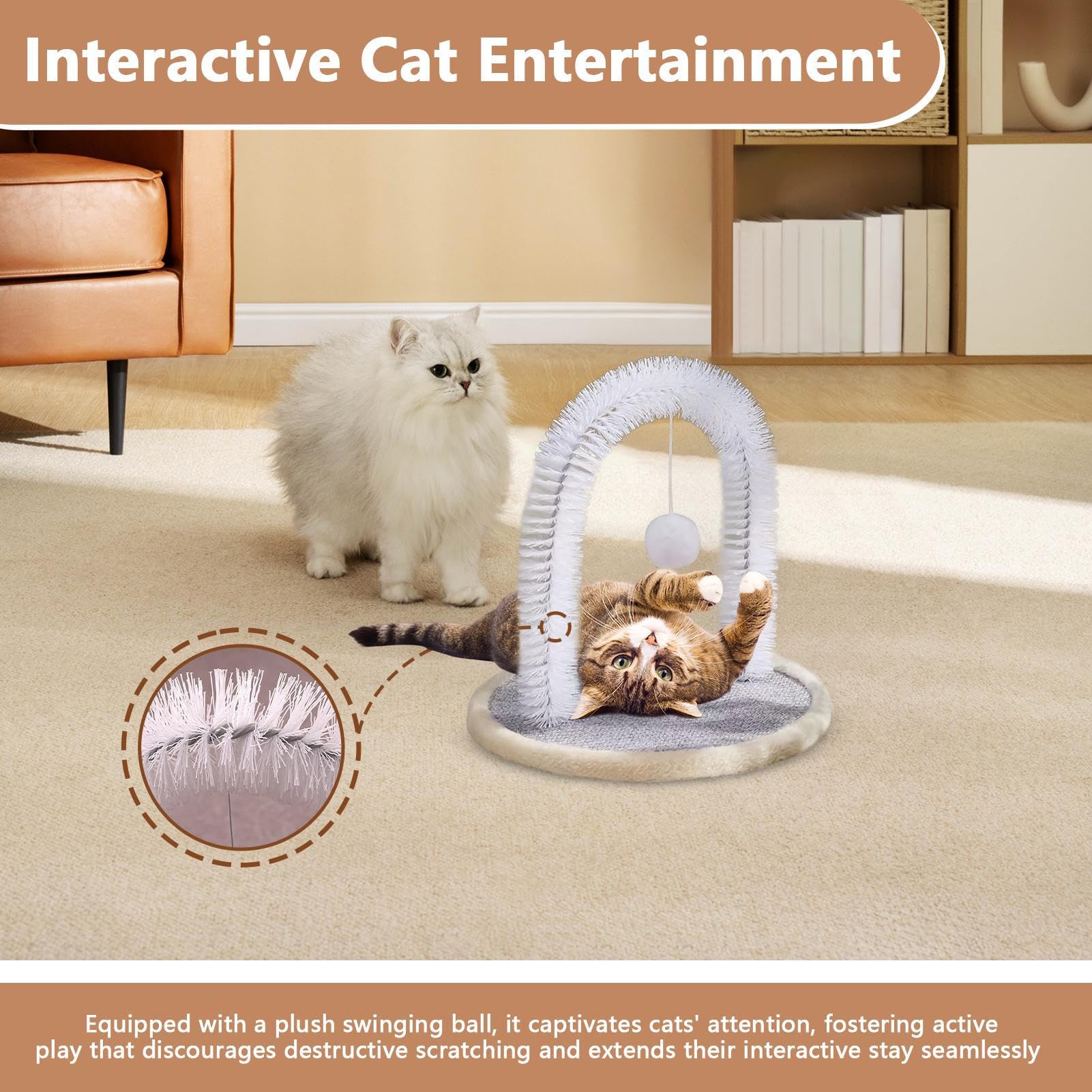 Brosse de grattage pour chat Moyen-Grand Anti-Usure | Arche auto-toiletteur pour chat Accessoire Jouet Intérieur Interactif Anti-Morsure Pour Chaton