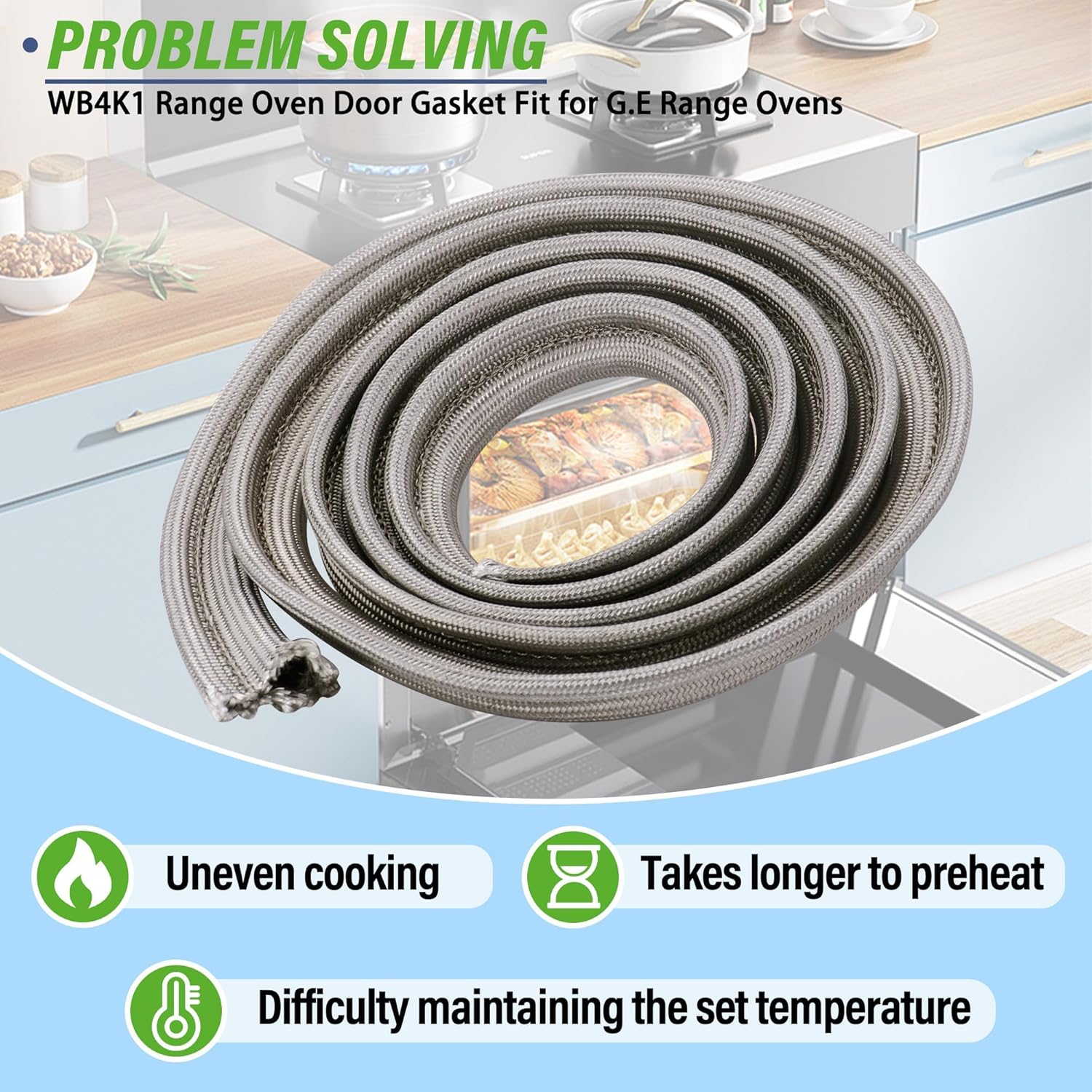 WB4K1 Range Oven Door Gasket Replaces WB04K0001 260714 AP2624802 PS250264 EAP250264 AH250264 EA250264, Compatible with G.E Ken-more Hot-point Range Ovens