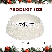 Vista 2 de WBHome - Collar para árbol de Navidad, ajustable de 28 pulgadas, punto de cable, punto grueso rústico, decoración navideña, anillo de árbol de Beige