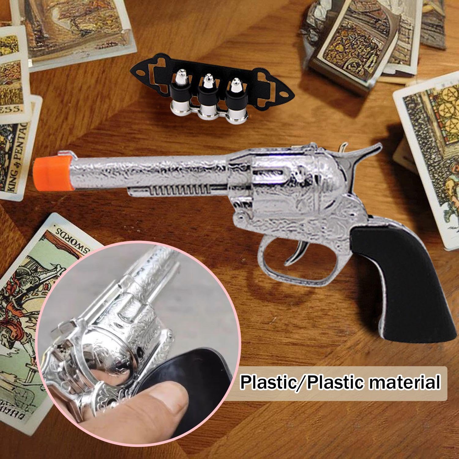 OODJVN 7 Pieces Of Western Cowboy Sheriff Accessories And 1 Piece Of Square Scarf, Children'S Toy Gun Set, Plastic Model Gun - Image 3