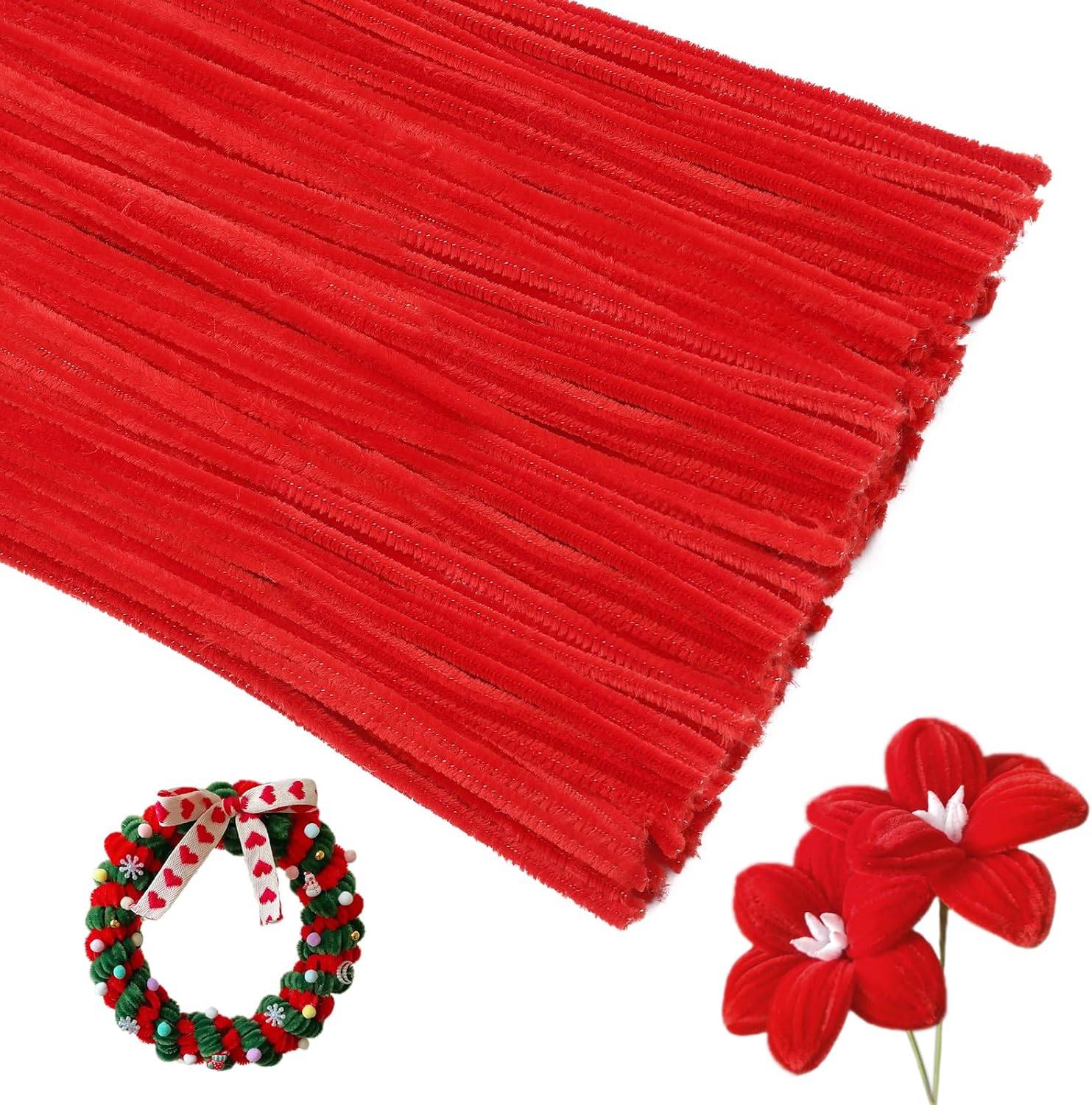 100Pieces Pipe Cleaners Chenille Stem, Glitter Gold Craft Pipe Cleaners,DIY Craft Fuzzy Sticks,Pipe Cleaners Bulk for Creative Handmade DIY Art Craft Decoration Supplies