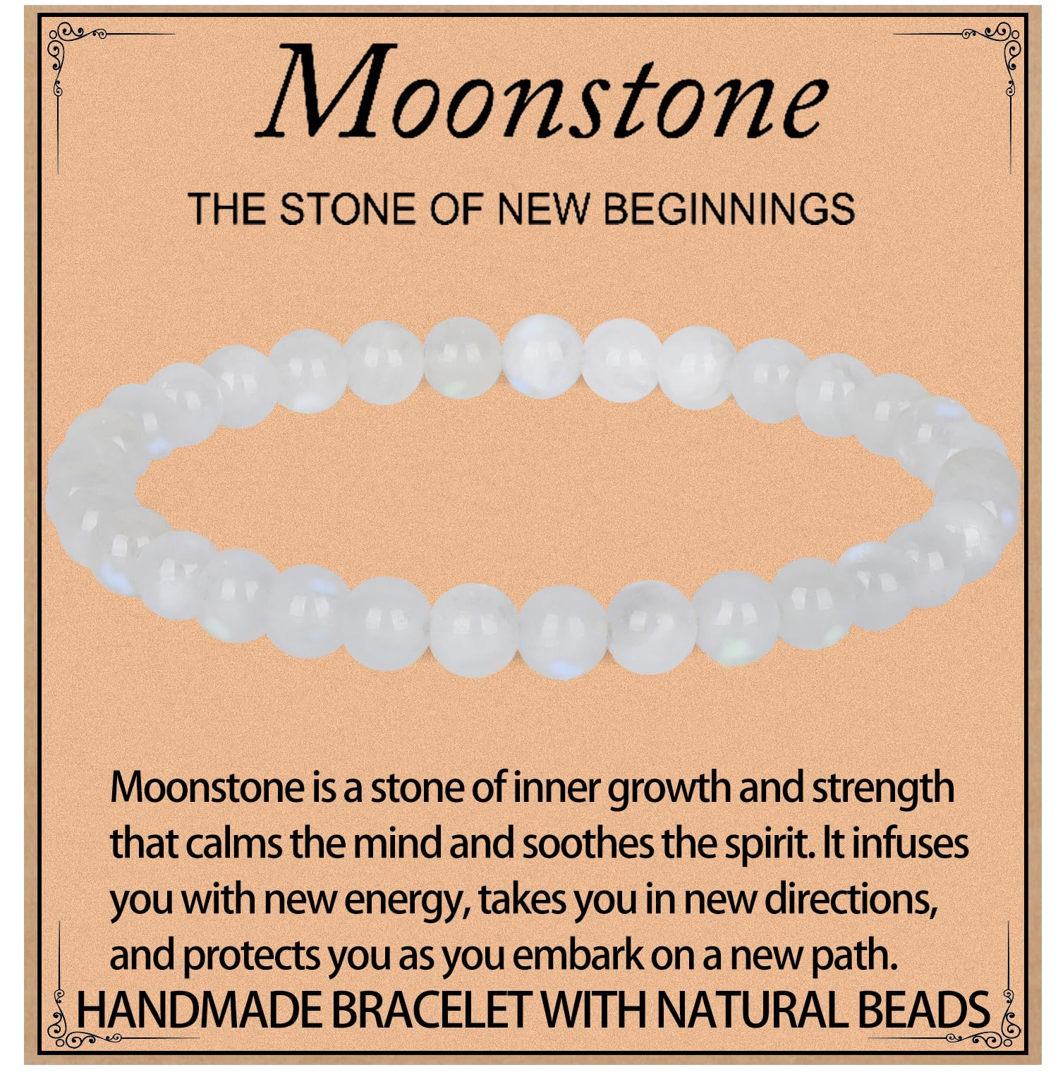 LPBeadsHandmade Natural Gemstone Stretch Elastic Bracelet Healing Crystal Round Stone Beads Jewelry Gifts for Women Men