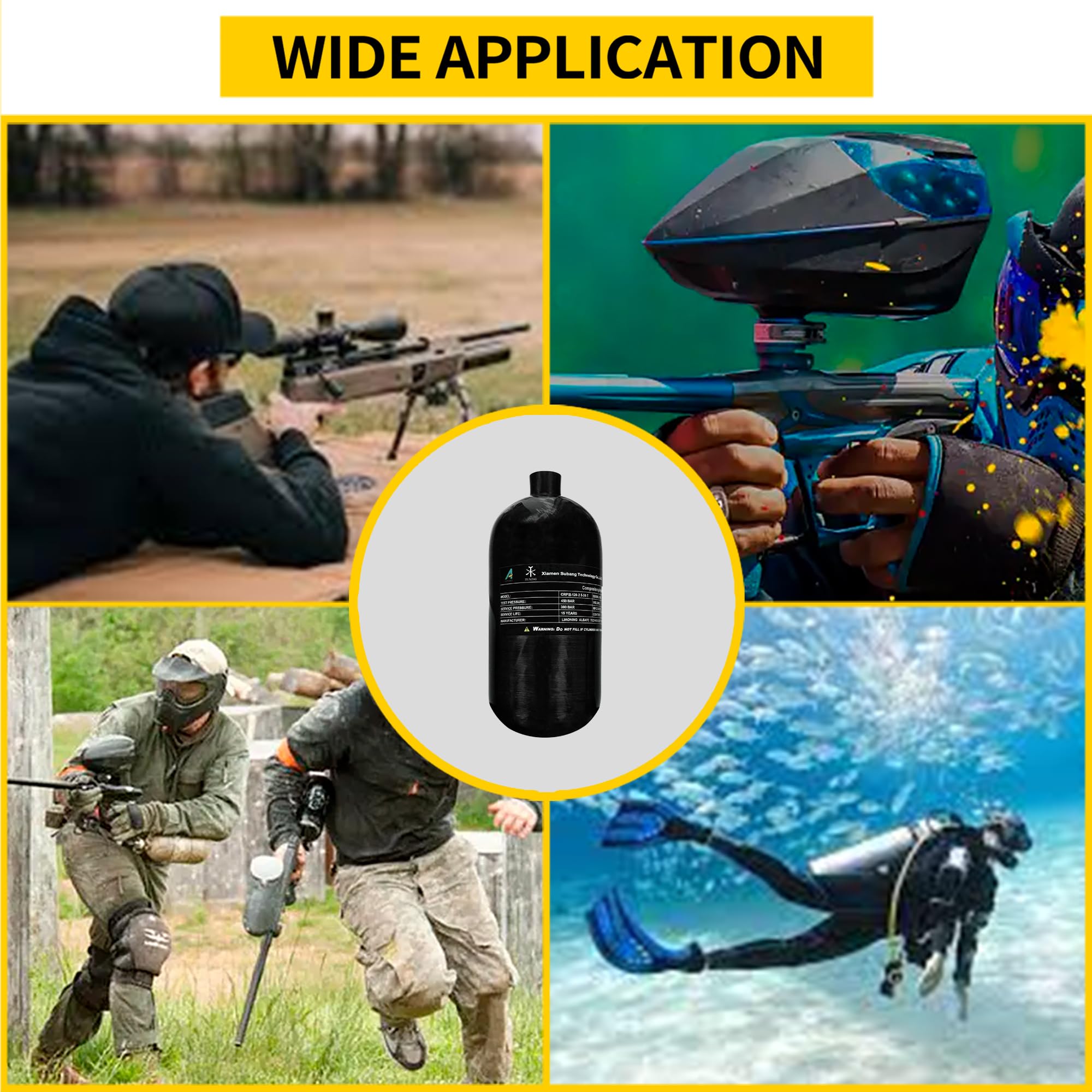 TUXING 2,5 l Kohlefaser Paintball HPA Lufttank, 4500 psi PCP Air System