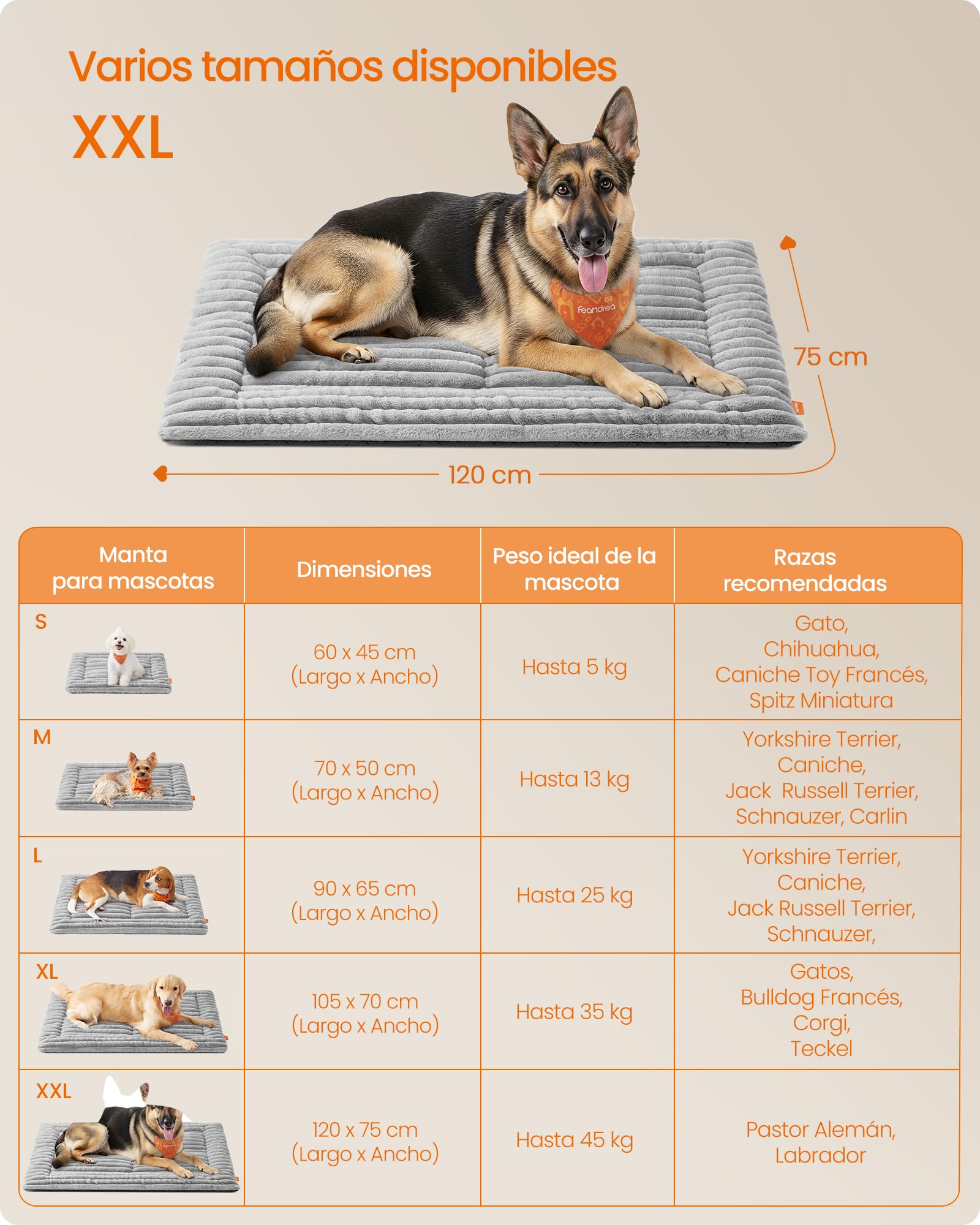 Feandrea Manta para Perros, XXL, 120 x 75 cm, Alfombra para Mascotas para Perros y Gatos, Lavable a Máquina, Protector de Sofá, Gris Paloma PPB045GD01