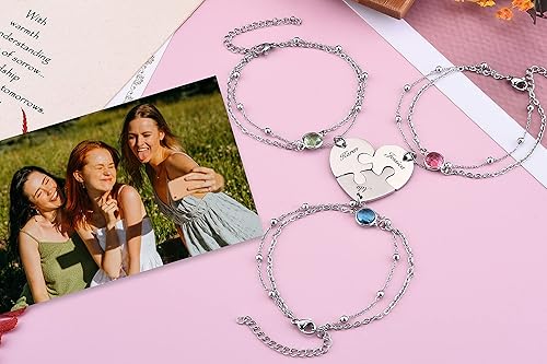 Miniatura 2 de Top Plaza Pulseras de mejor amiga para 3 pulseras de amistad para mejores amigas, rompecabezas a juego, pulseras de relación de corazón para mujeres