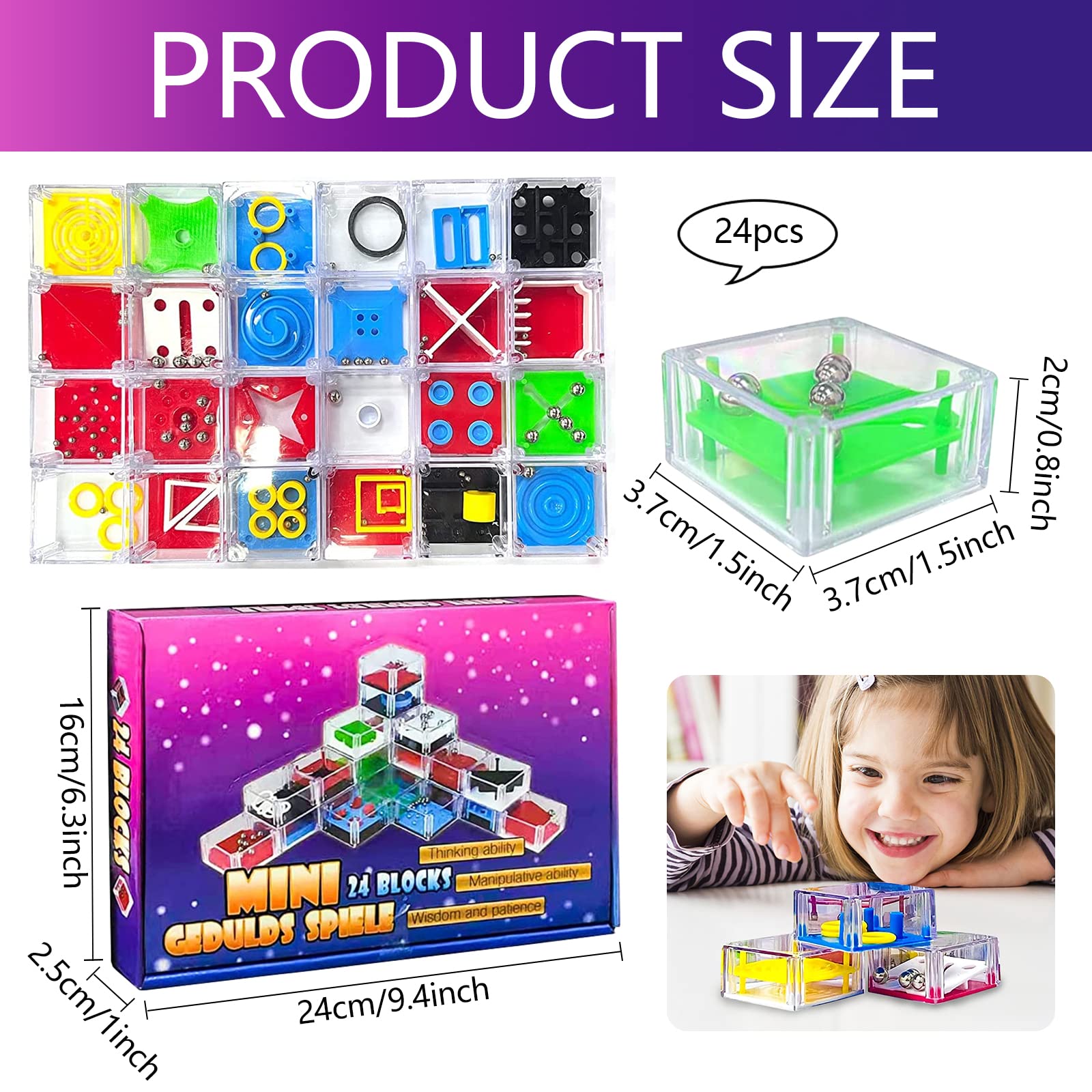 24 pezzi calendario dell'Avvento 2024, gioco di pazienza, calendario dell' Avvento, calendario dell'Avvento per bambini, conto alla rovescia, mini gioco di pensiero, regalo di Natale per bambini