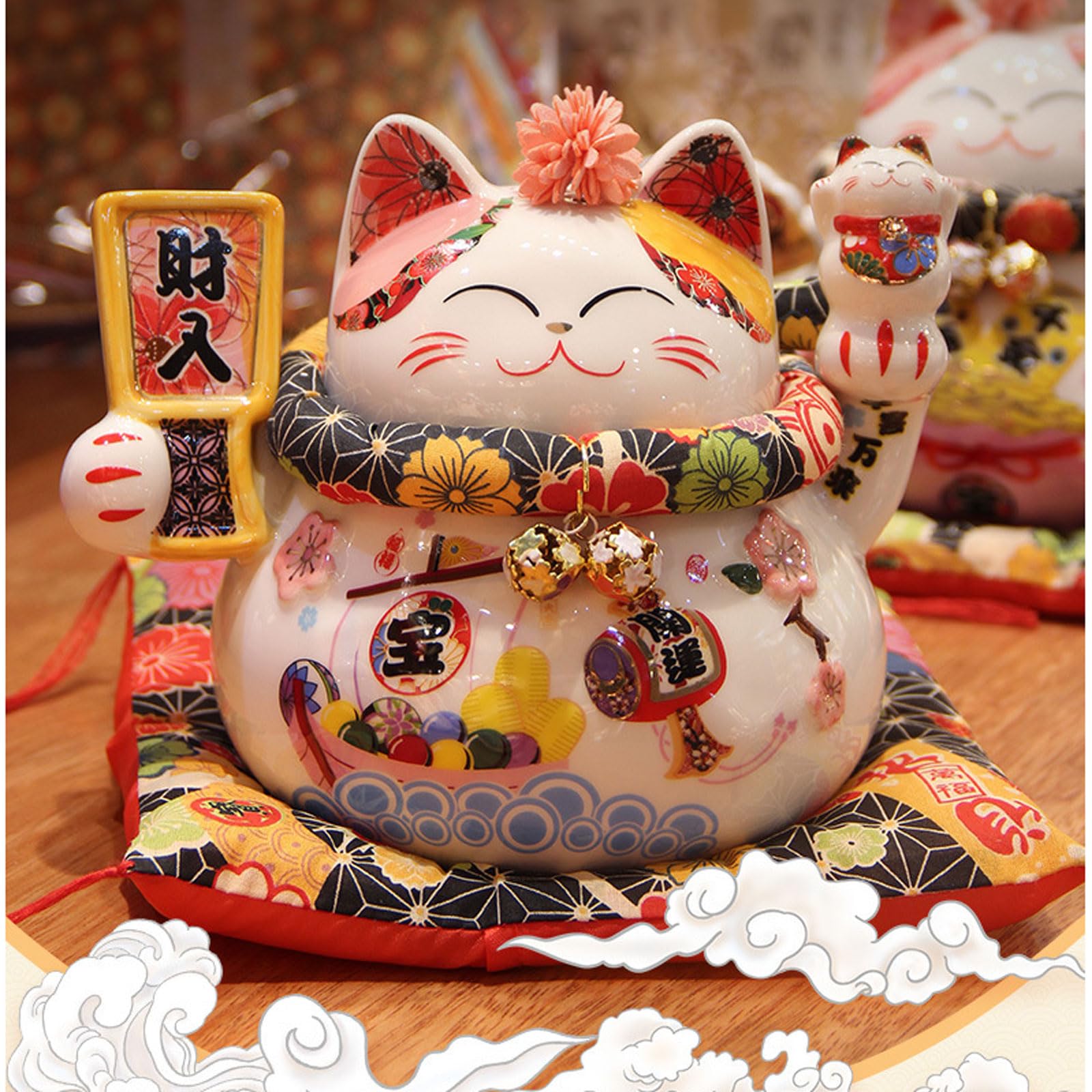 Ceramiczny szczęśliwy kot, ozdoba kota Maneki Neko, ozdobna ozdoba, przynoszący szczęście, ozdoba na prezenty noworoczne, rzeźba kolekcjonerska, ozdoby samochodowe do domu