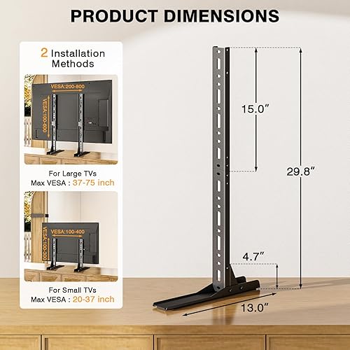 Miniatura 3 de TAVR Soporte universal para TV de mesa, patas de TV para la mayoría de televisores de 20 a 75 pulgadas, pies de TV de repuesto con gran capacidad de