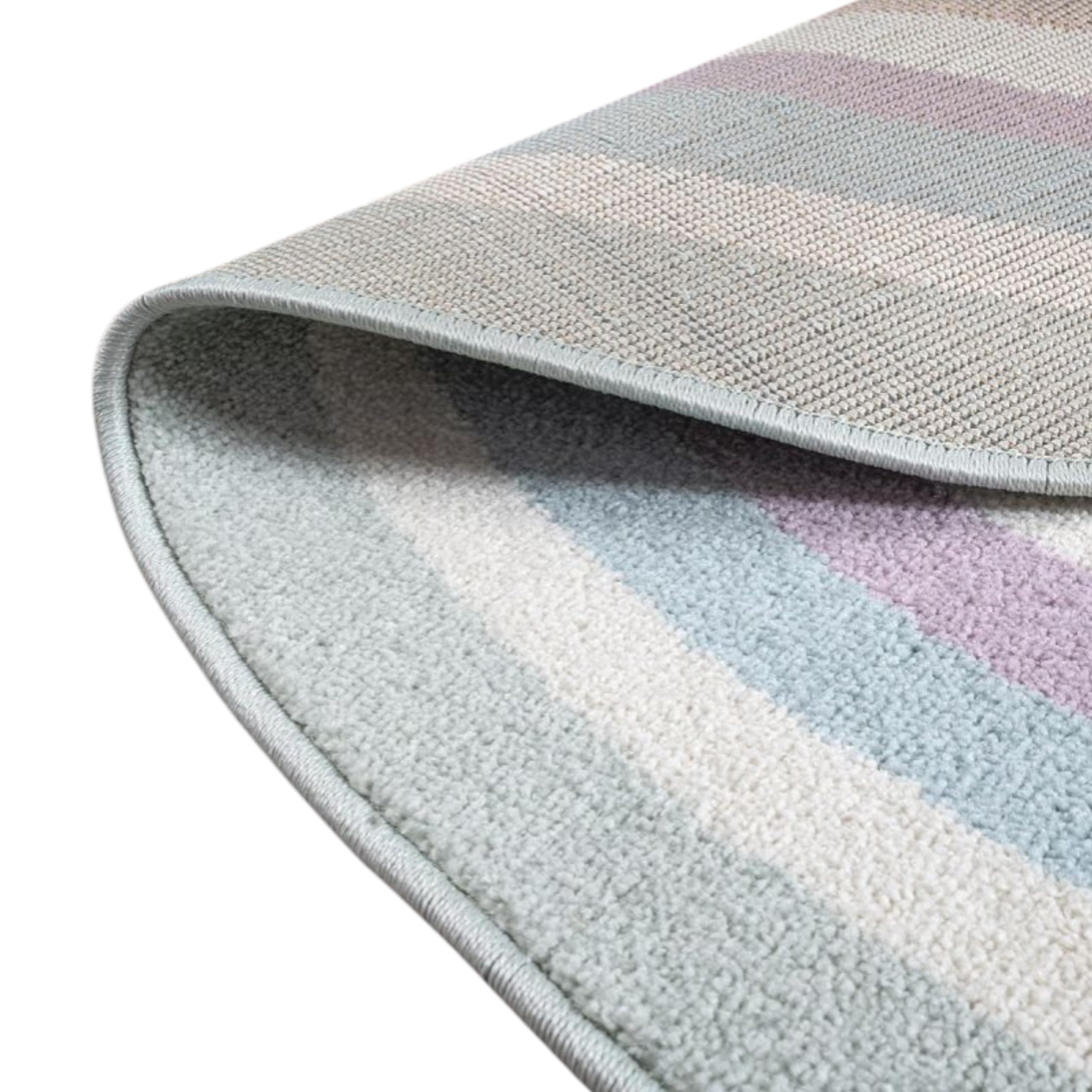 CARPETIA Teppich Kinderzimmerteppich rund Kreise Pastell kindgerecht Struktur weich 160 x 160 cm rund