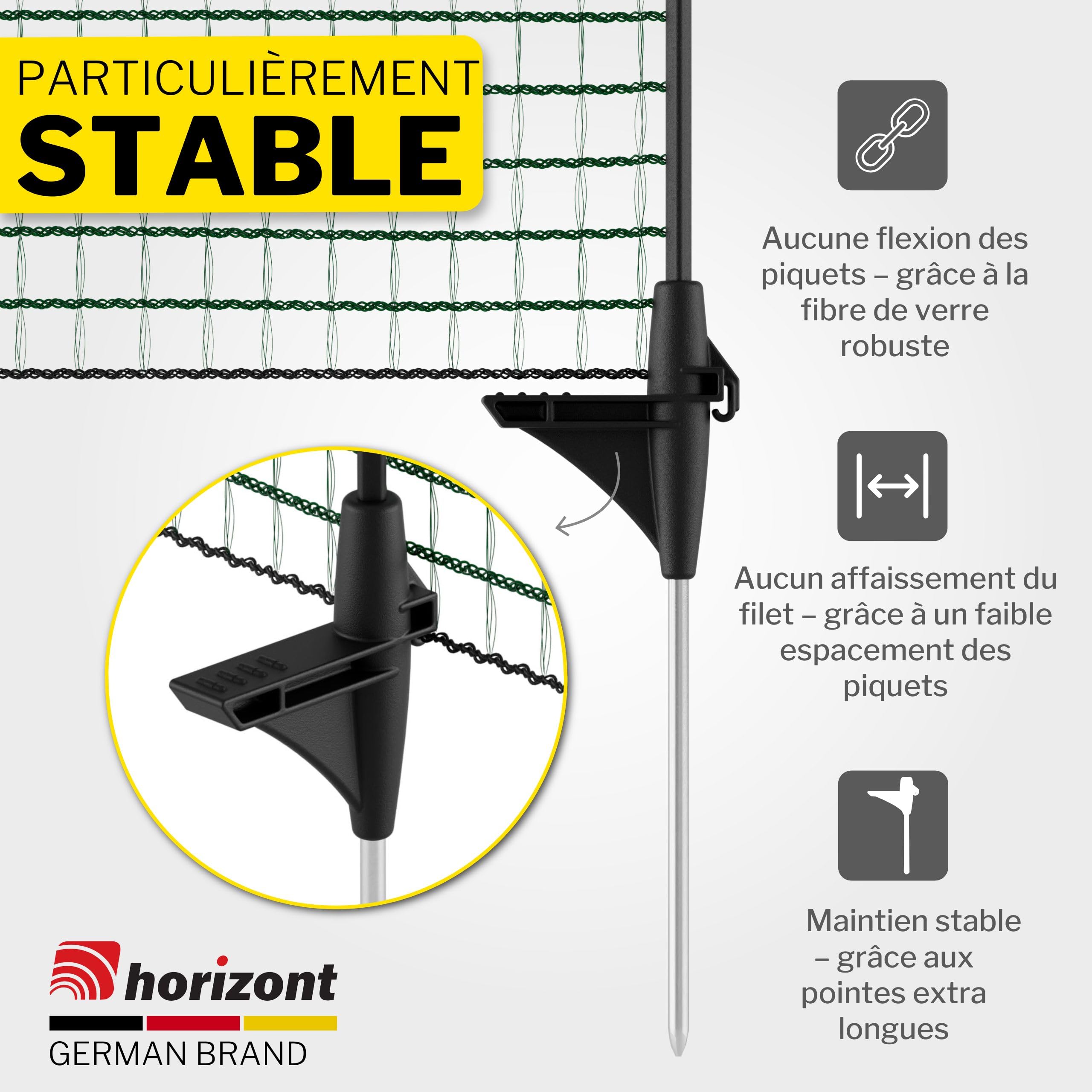 horizont clôture jardin FIX 20 m x 90 cm à mailles serrées avec 12 piquets – clôture chien, clôture amovible jardin, filet poule, barrière jardin, clôture potager, filet clôture chien