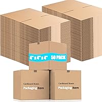 Vista 1 de 50 cajas de envío pequeñas de 4 x 4 x 4 pulgadas, cajas de envío de cartón corrugado para pequeñas empresas para envíos, embalaje y mudanza