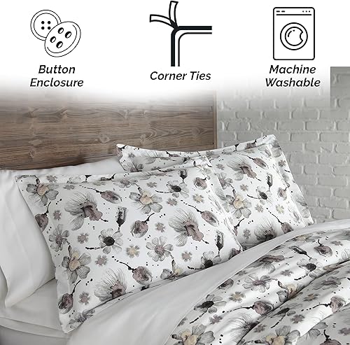 Miniatura 39 de Southshore Fine Living, Inc. Juego de funda de edredón de satén de algodón de fibra larga de 300 hilos, tamaño matrimonial/queen, azul ballard 07