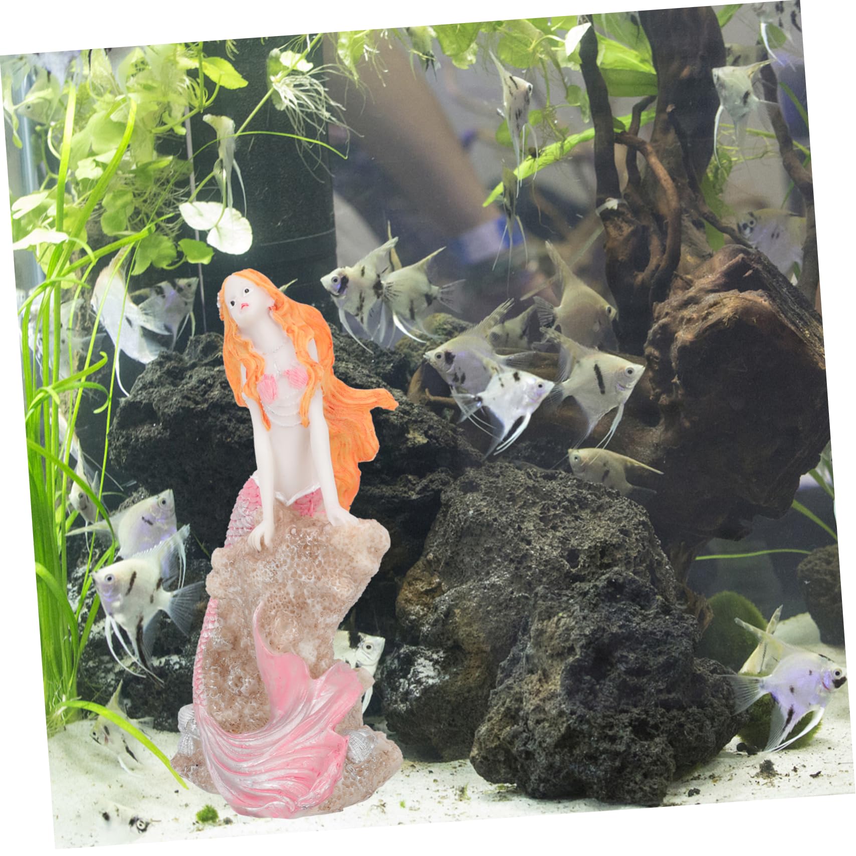 Cabilock 2 Pezzi decorazione sirena ornamento arredamento decorazione dell'acquario accessori per acquari fornitura acquario paesaggio del serbatoio di pesce resina rosa