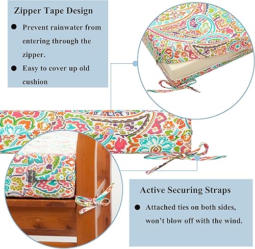 Miniatura 4 de Paquete de 2 fundas de cojín para exteriores de 24 x 24 x 4 pulgadas, sin relleno. Fundas de cojín resistentes al agua para sillas de patio con