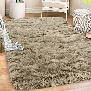 Gorilla Grip Fluffy Faux Fur Rug 5x7, Machine Washable