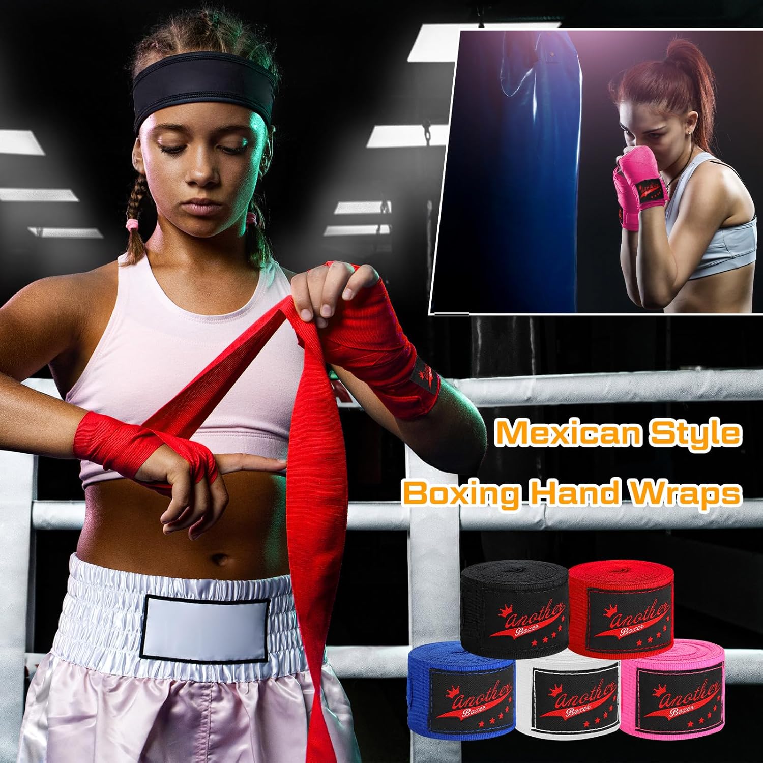 Jenaai 10 Pairs Elastic 180 Inch Boxing Hand Wraps Bulk Martial Arts Hand Wrap Wrist Wraps for Men Women Kickboxing MMA Muay Thai Boxing Wrist Protection