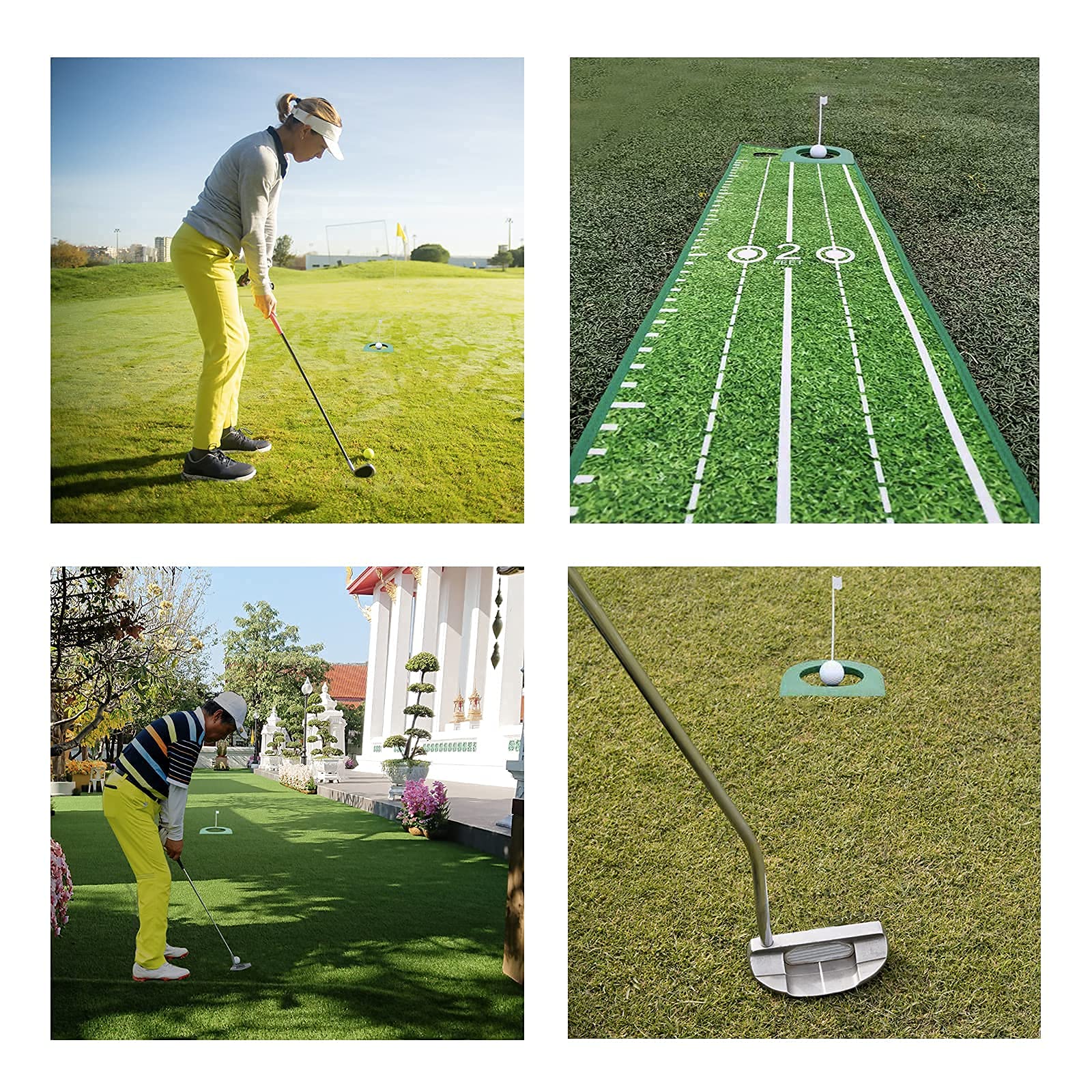 Buy UEVERHI Golf Putting Green Mat with Wood Auto Ball Return System