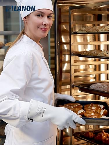 Vista 19 de LANON - Guantes de silicona líquida, resistentes al calor con dedos, grado alimenticio, impermeables, color blanco, XL