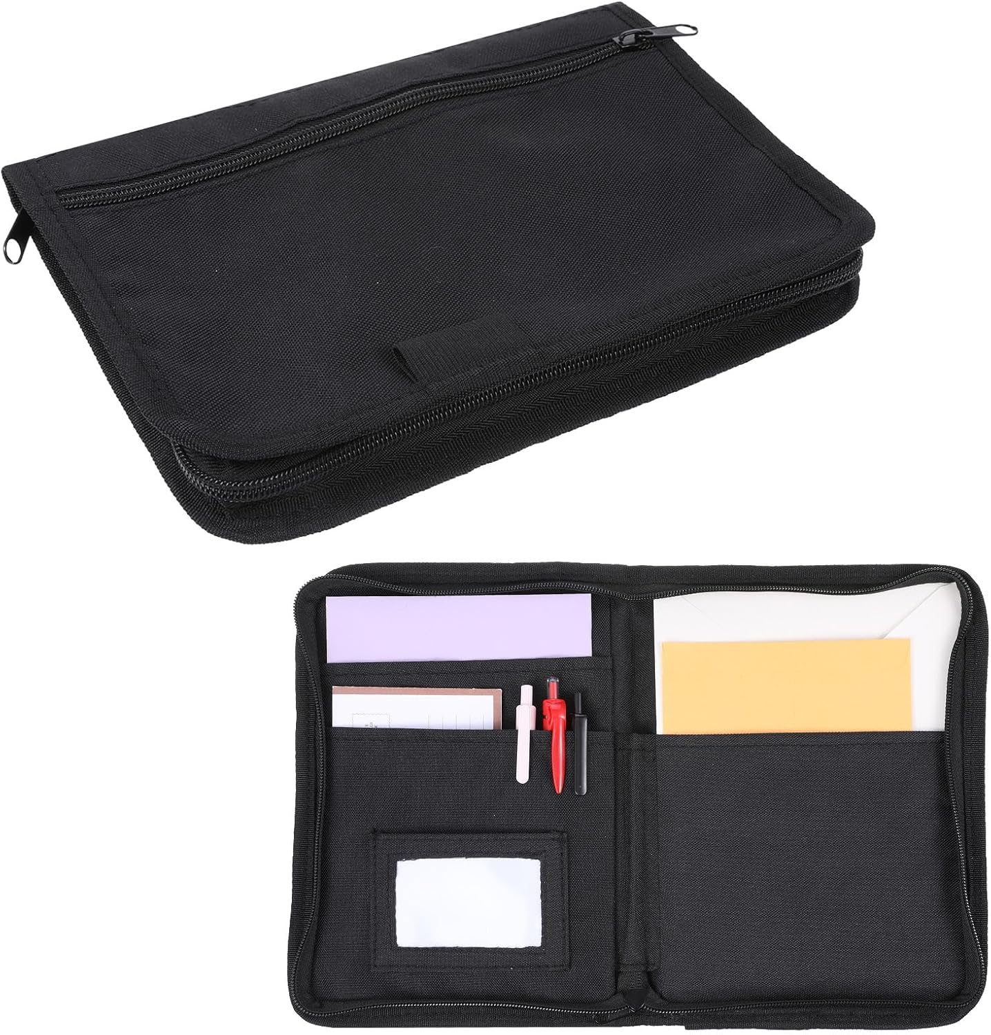 Car Document Organizer, Car Insurance Holder, Owner Manual Case with Multiple Pockets, CarDocument Holder Glove Box, Zippered Pouch Multi-pocket Glove Bag for Auto Insurance License Cards, Black