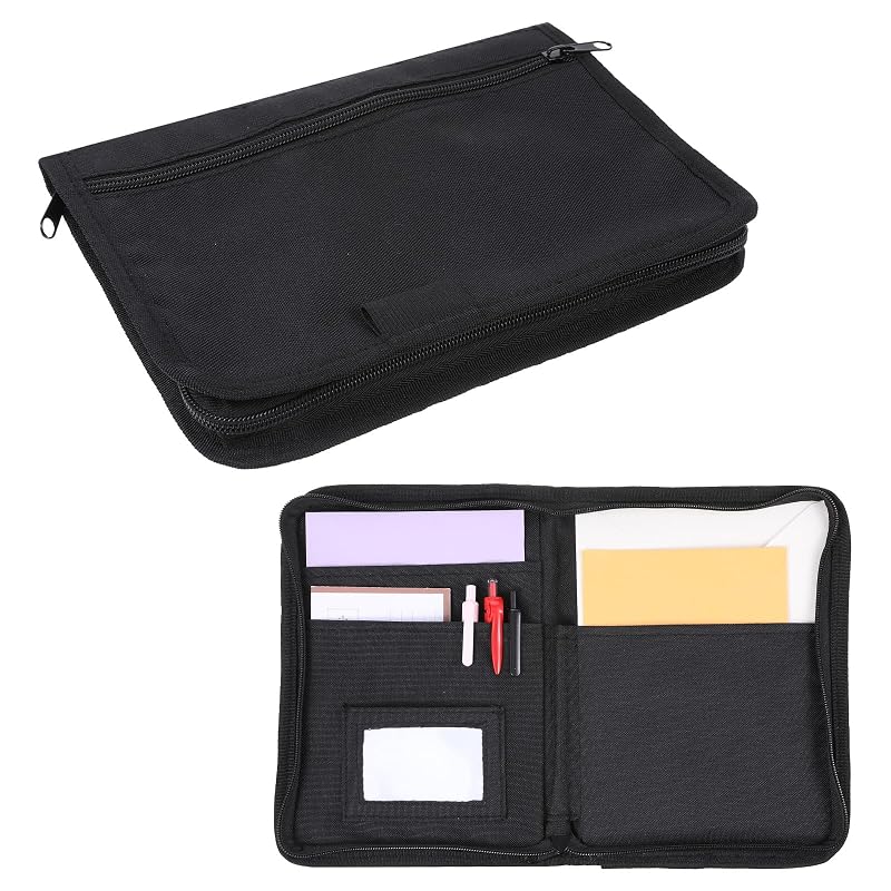 Organizador para Porta-Luvas com Zíper para Documentos e Manual do Veículo Xelsluthe, 17,5 x 24 x 17,5 cm, Preto