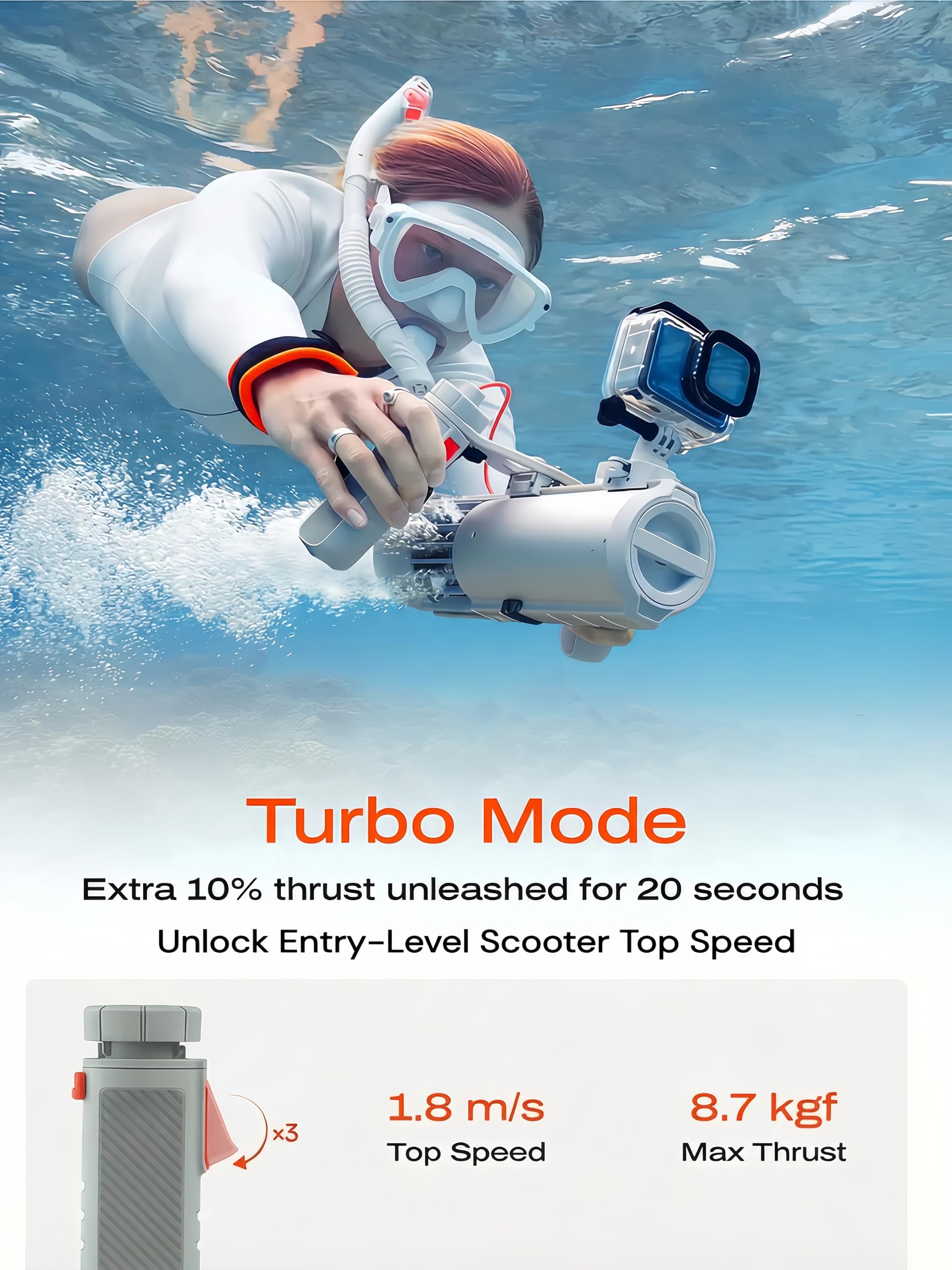 LEFEET - Monopattino subacqueo P1 | Monopattino modulare ad alte prestazioni, batteria standard da 100 Wh, con supporto per action camera, velocità massima: 2 m/s, adatto per immersioni, snorkeling