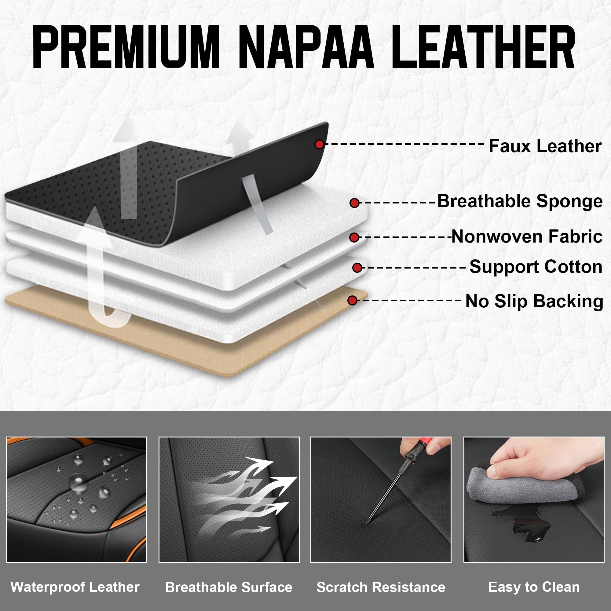 Custom Seat Covers for Honda Civic 2000-2025 Premium NAPPA leatherette Easy-to-Clean and Durable Car Seat Protector Sporty and — view 3