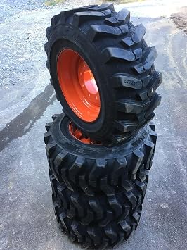Set of 4-Heavy Duty 12X16.5 Camso SKS532 Skid Steer Tires on Wheels/Rims 8 lug for Bobcat & more - 12X16.5