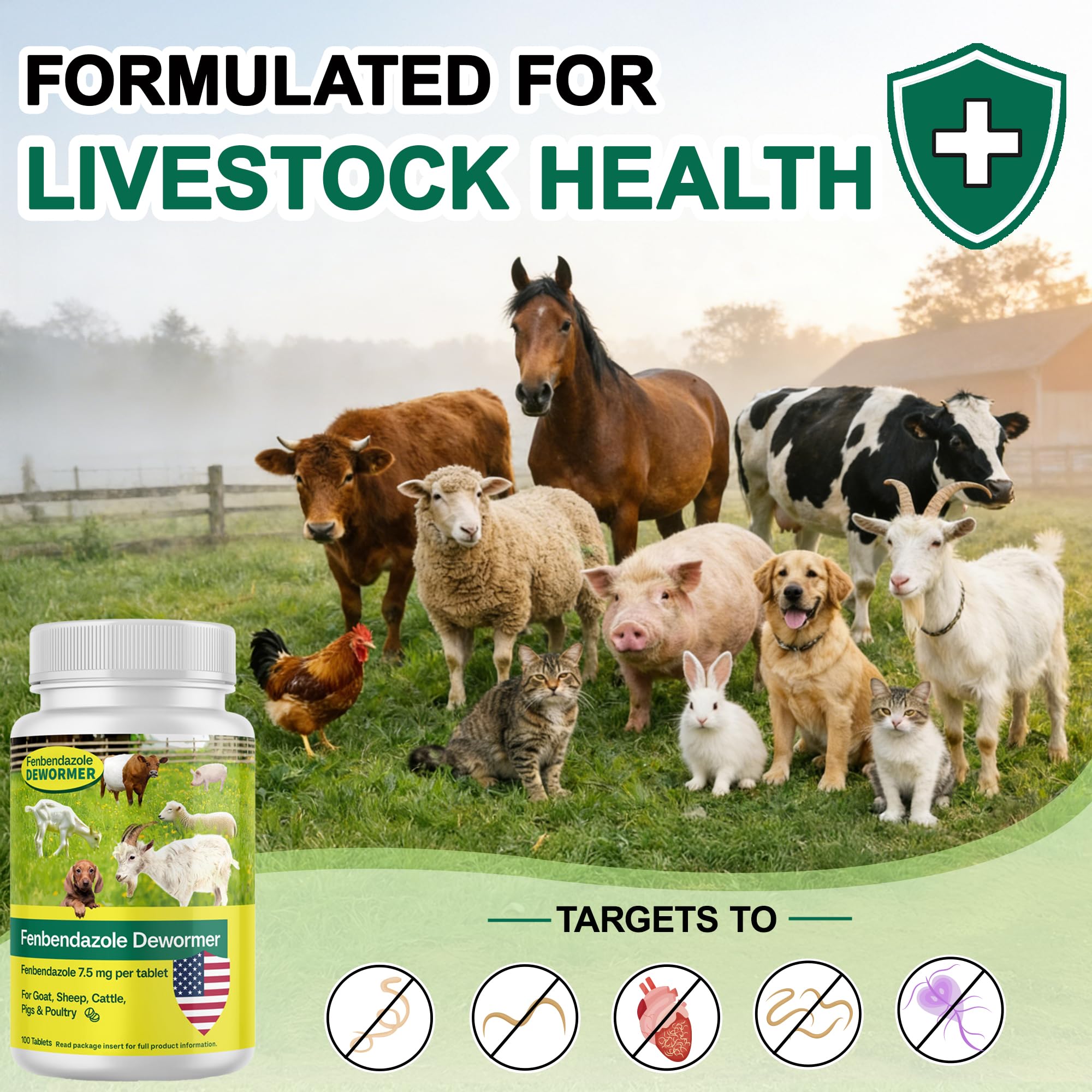 Fenbendazole for Goats, Sheep, Cattle, Poultry & More, 100 Tablets — view 2