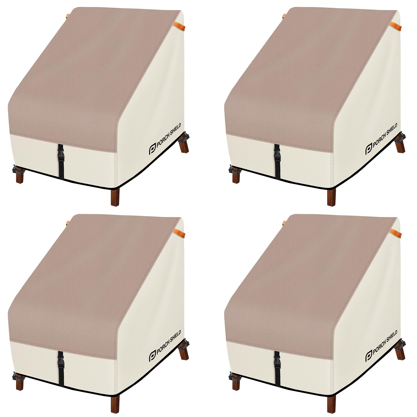 Porch Shield Patio Chair Covers - Waterproof Outdoor Lounge Deep Seat Single Lawn Chair Cover 4 Pack - 30W x 33D x 34H inch, Light Tan & Khaki — image 1
